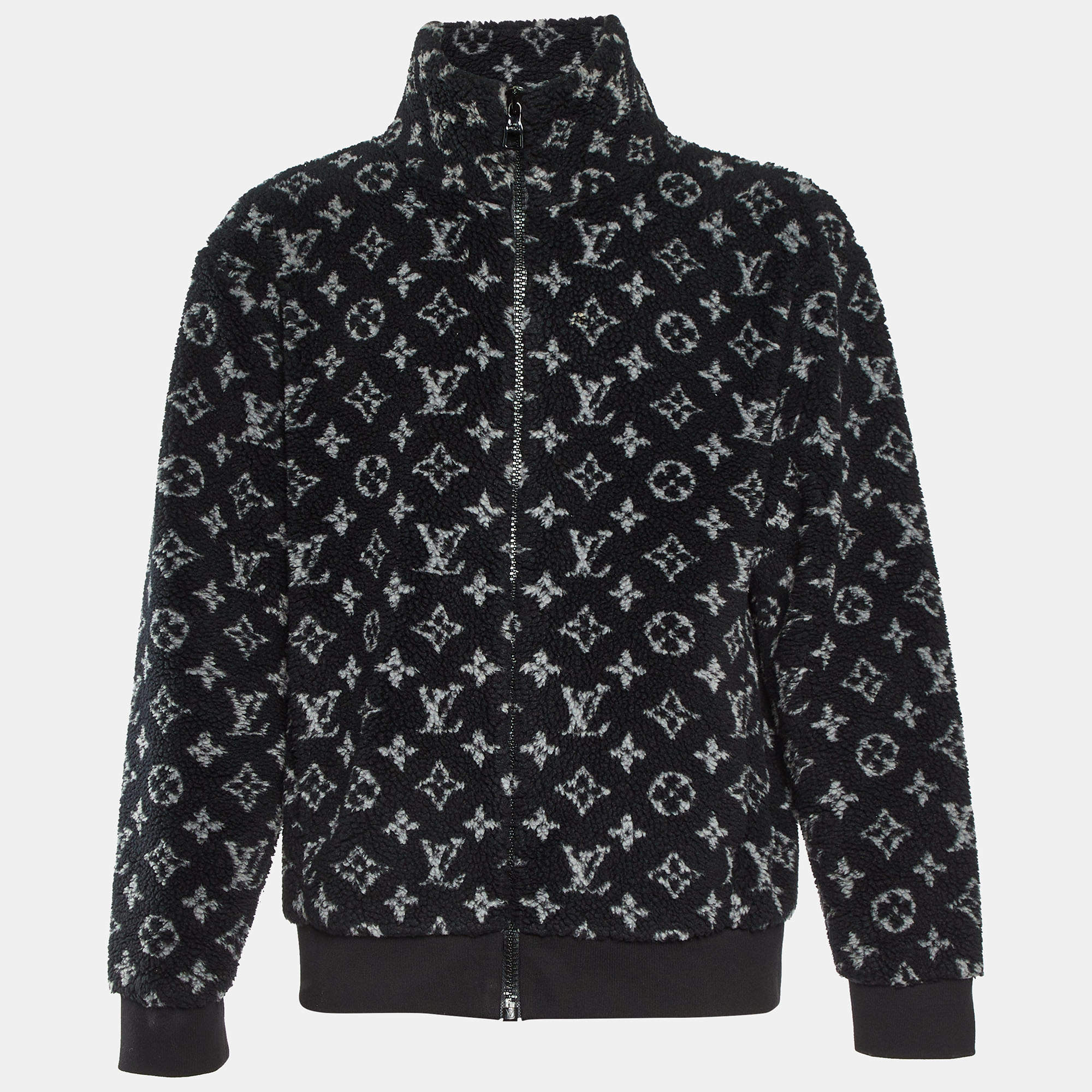 Louis Vuitton Black Monogram Fleece Zip-Up Teddy Jacket L