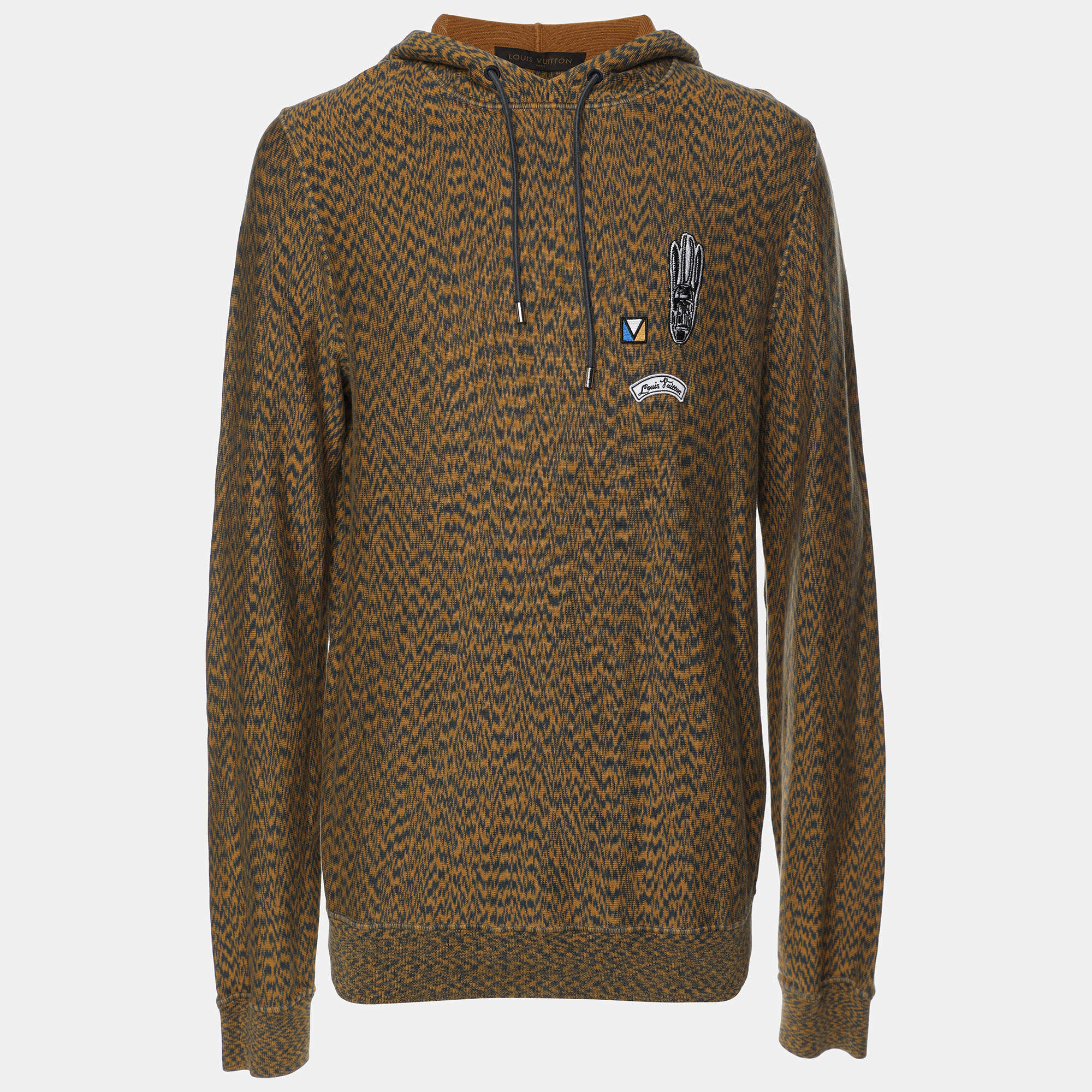 Pre Owned Louis Vuitton Yellow Cotton Blend Americas Cup Patch Hoodie Jacket L