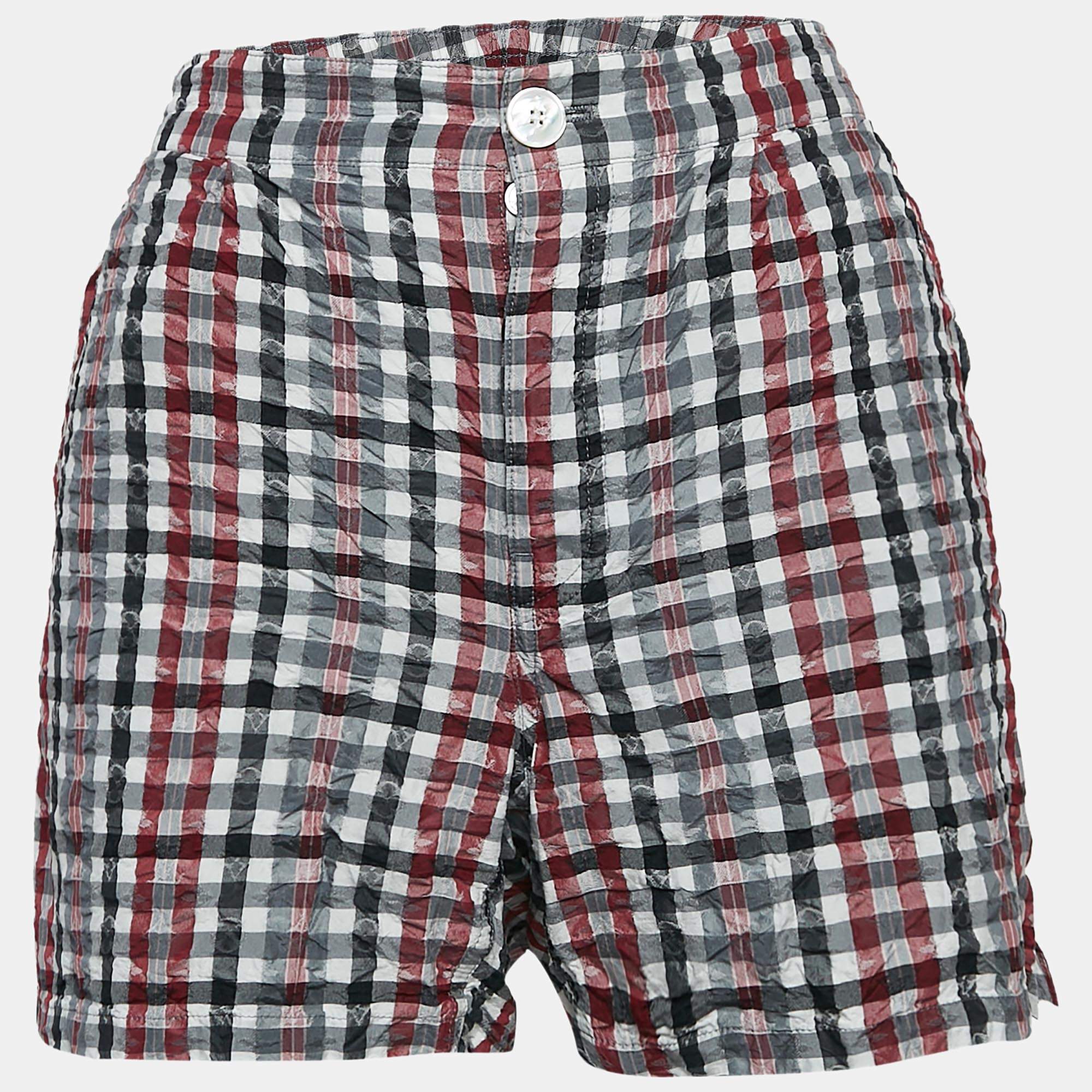 Louis Vuitton Red/Black Checks Silk Short M