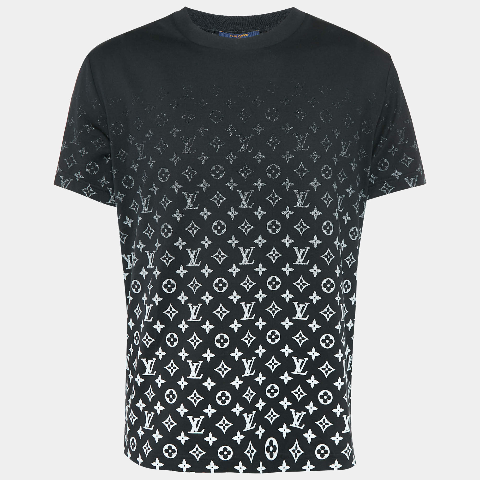 Louis Vuitton Black Monogram Gradient Print Cotton T-Shirt L