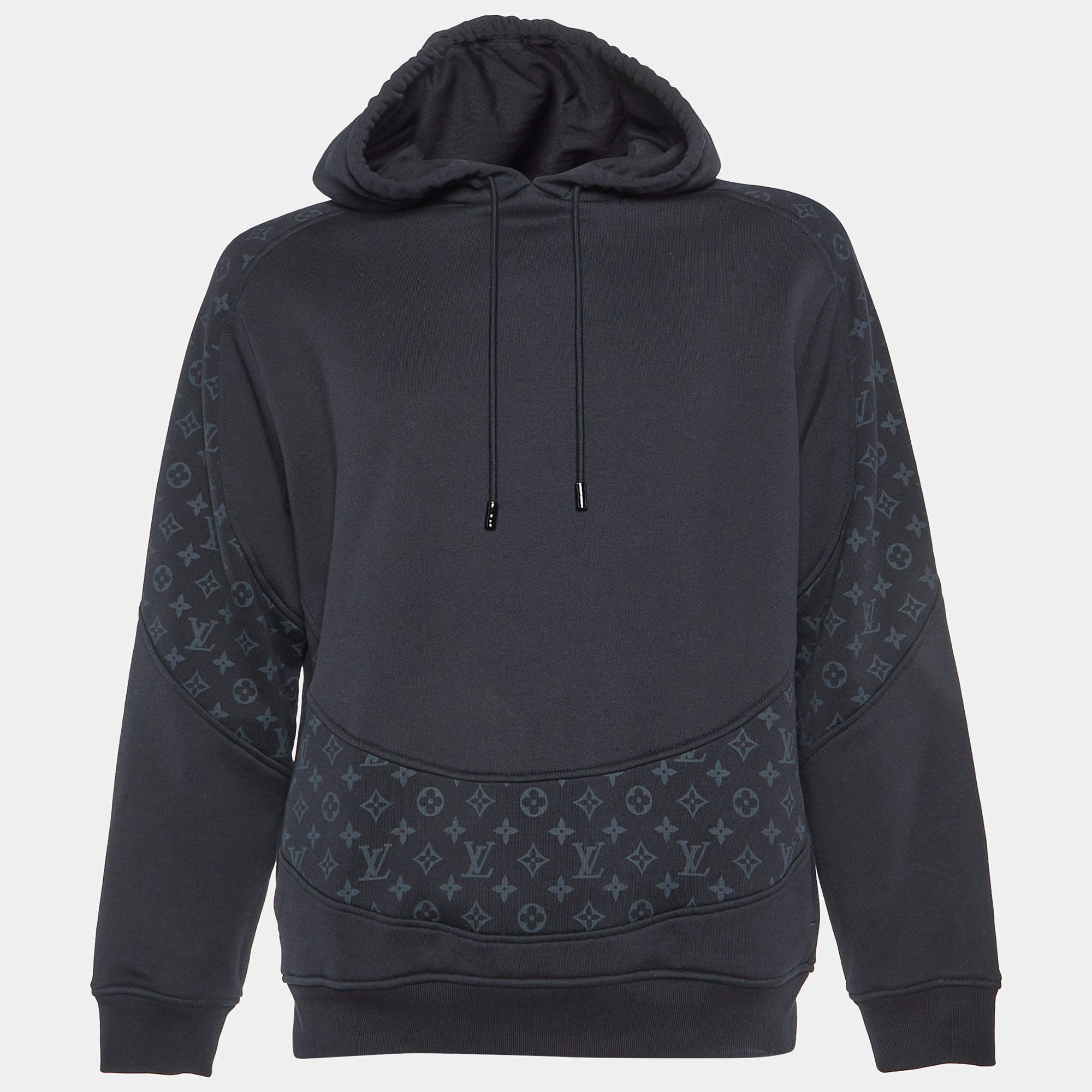 Louis Vuitton Black Cotton Circle Cut Pull-Over Hoodie L