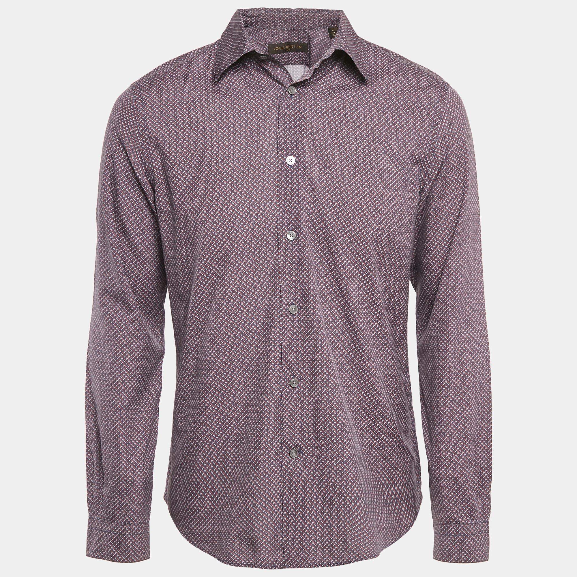 Louis Vuitton Multicolor Logo Print Cotton Button Front Shirt M