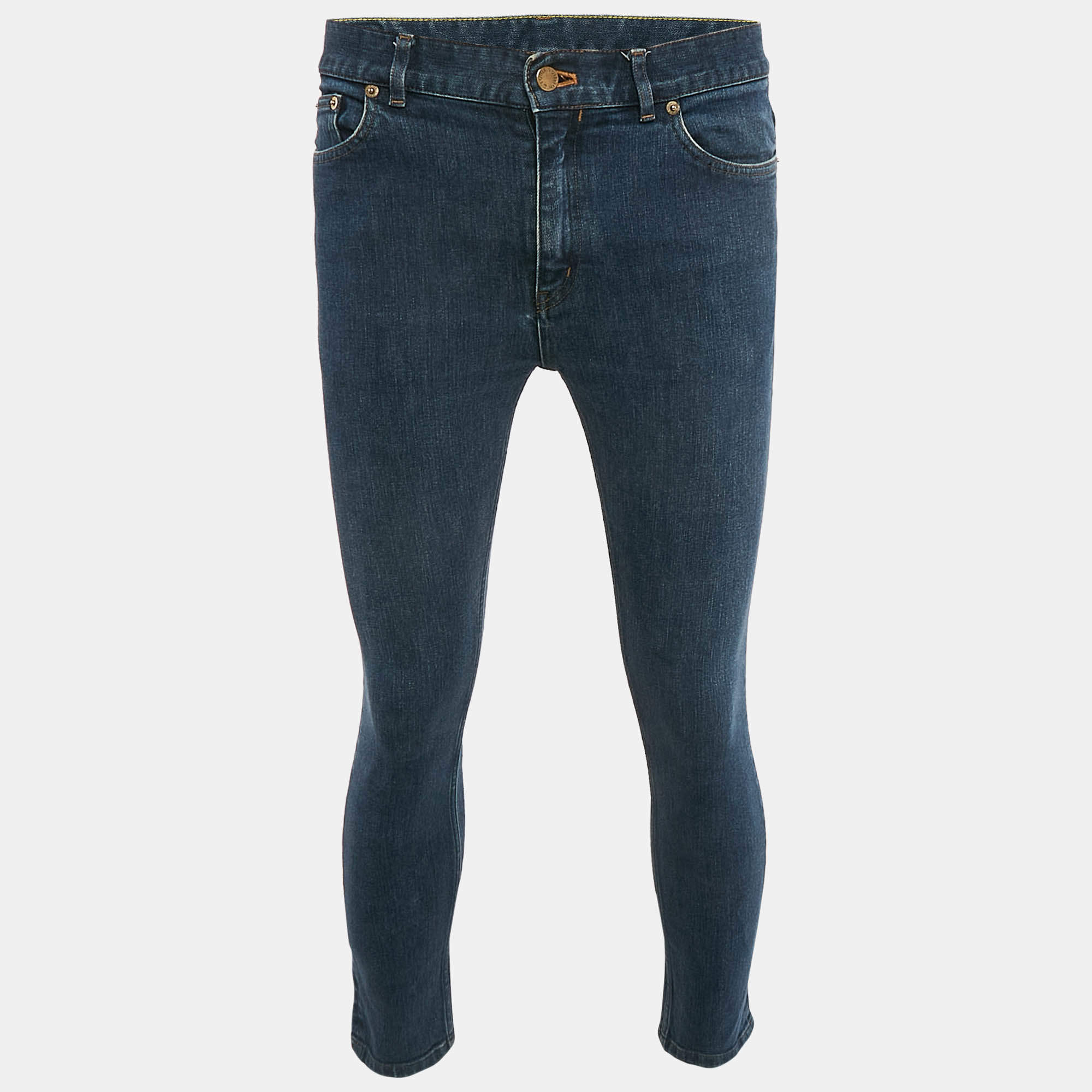 Pre Owned Louis Vuitton Blue Washed Denim Jeans M Waist 32"