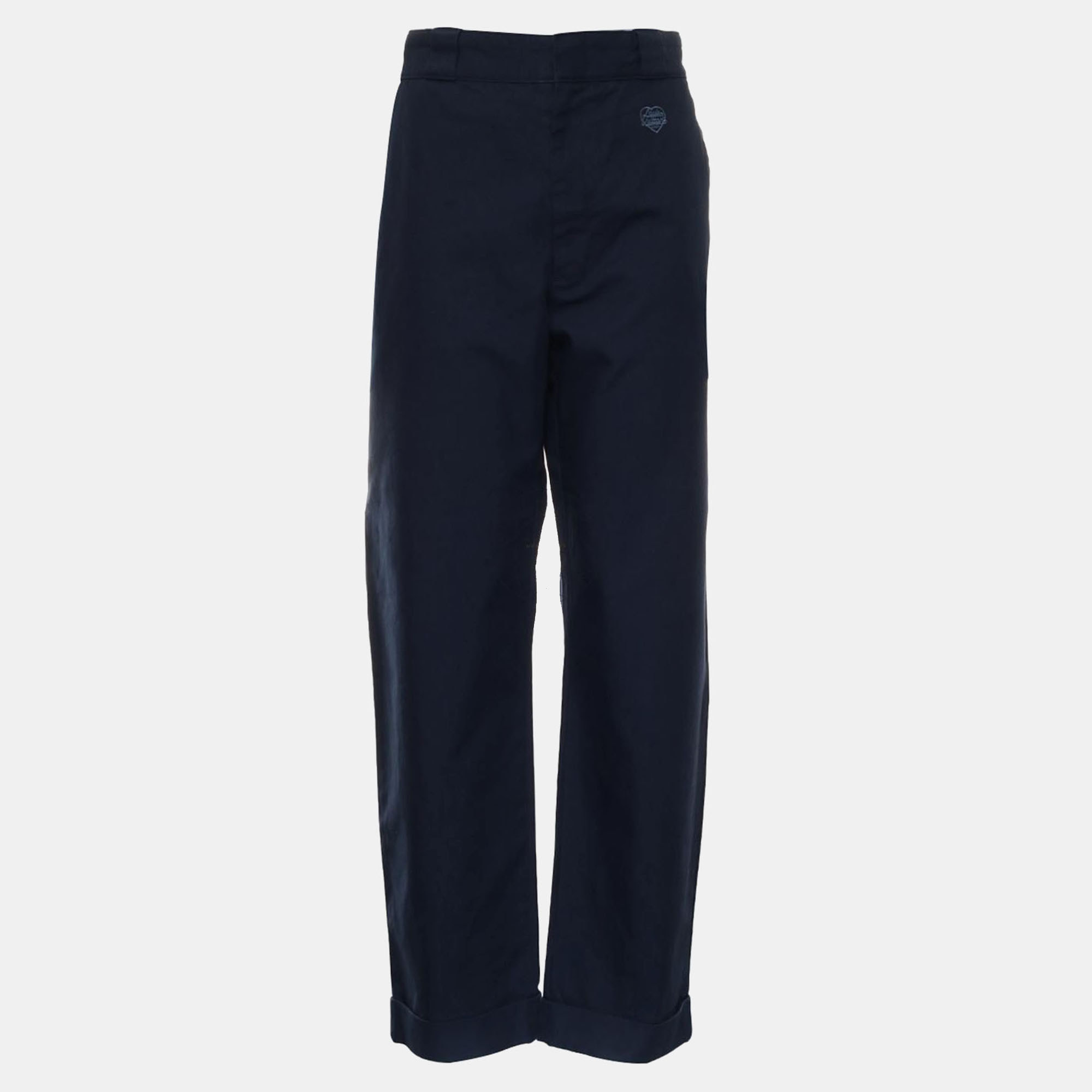 Pre Owned Louis Vuitton Blue Cotton Long Pants FR Waist Men 44