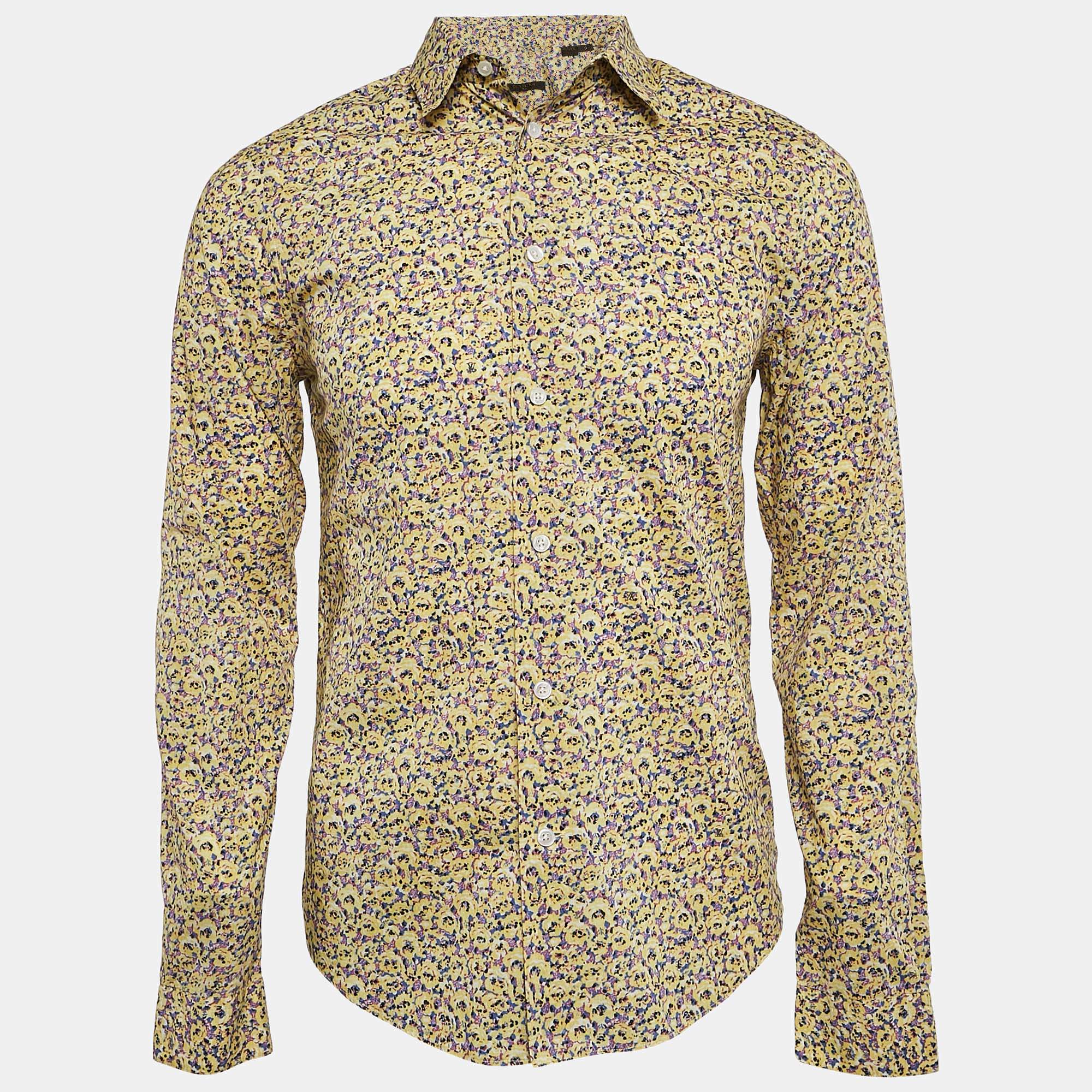 Louis Vuitton Yellow Abstract Print Cotton Shirt S