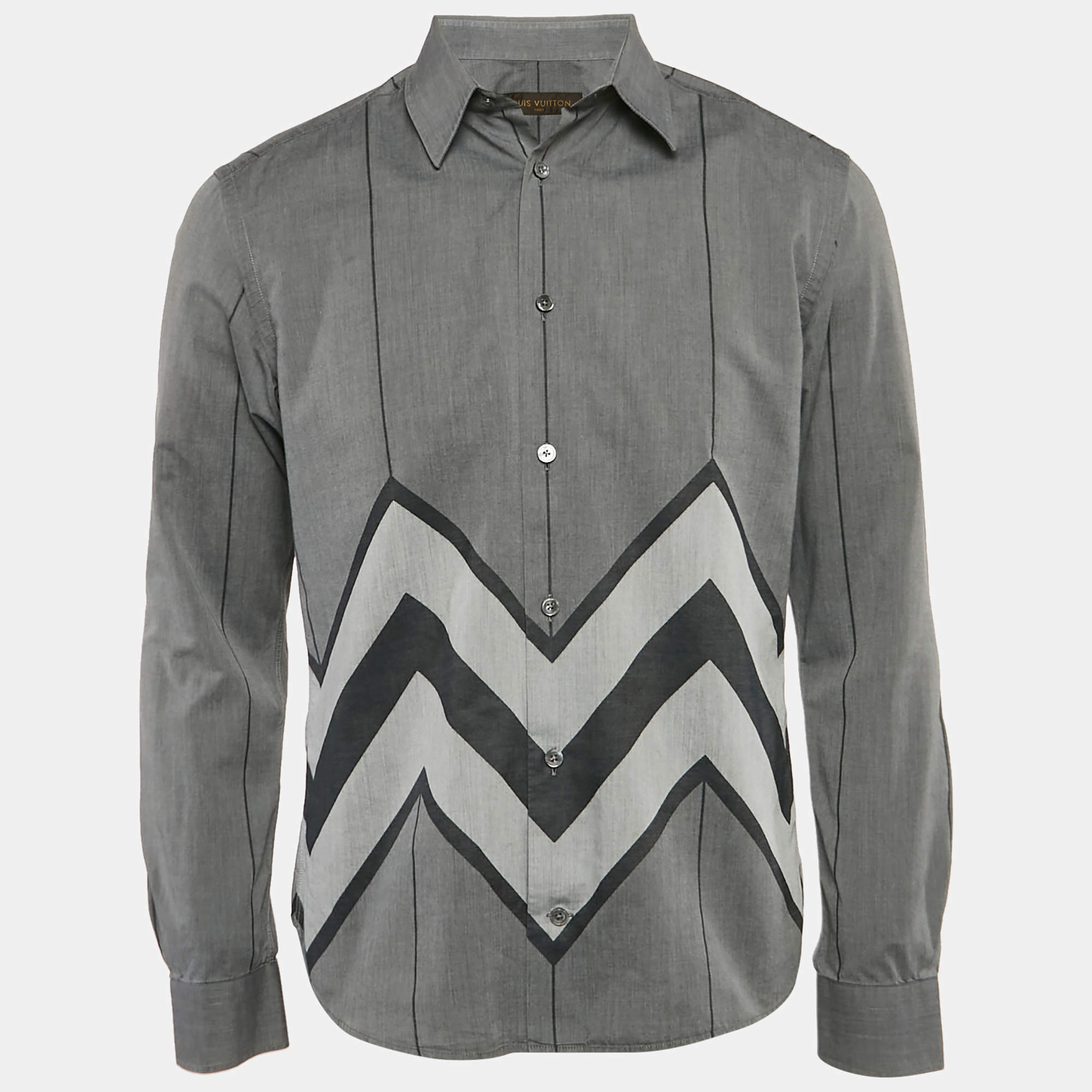 Louis Vuitton Grey Printed Cotton Karakoram Shirt M