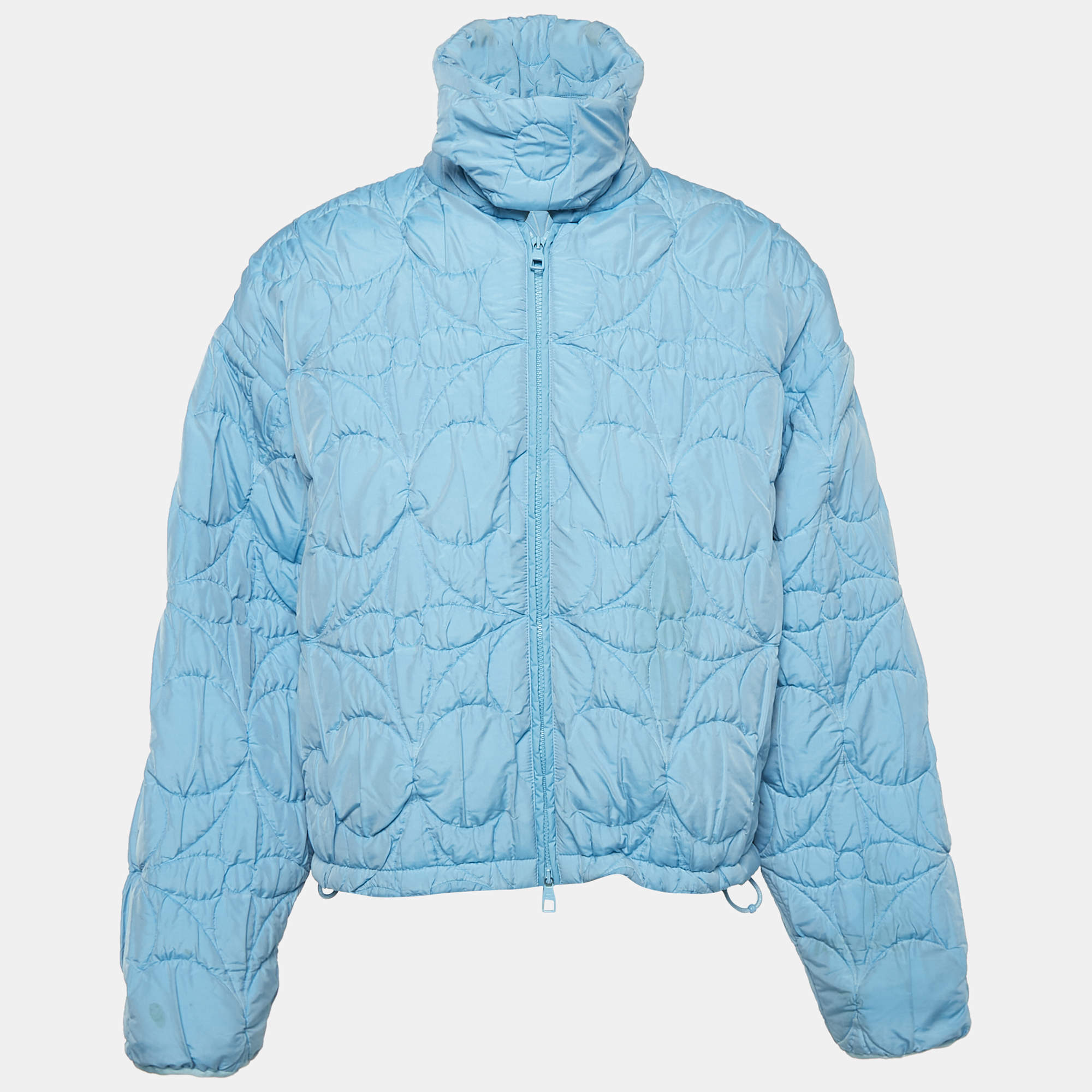 Louis Vuitton Blue Monogram Quilted Crepe Zip-Up Jacket S