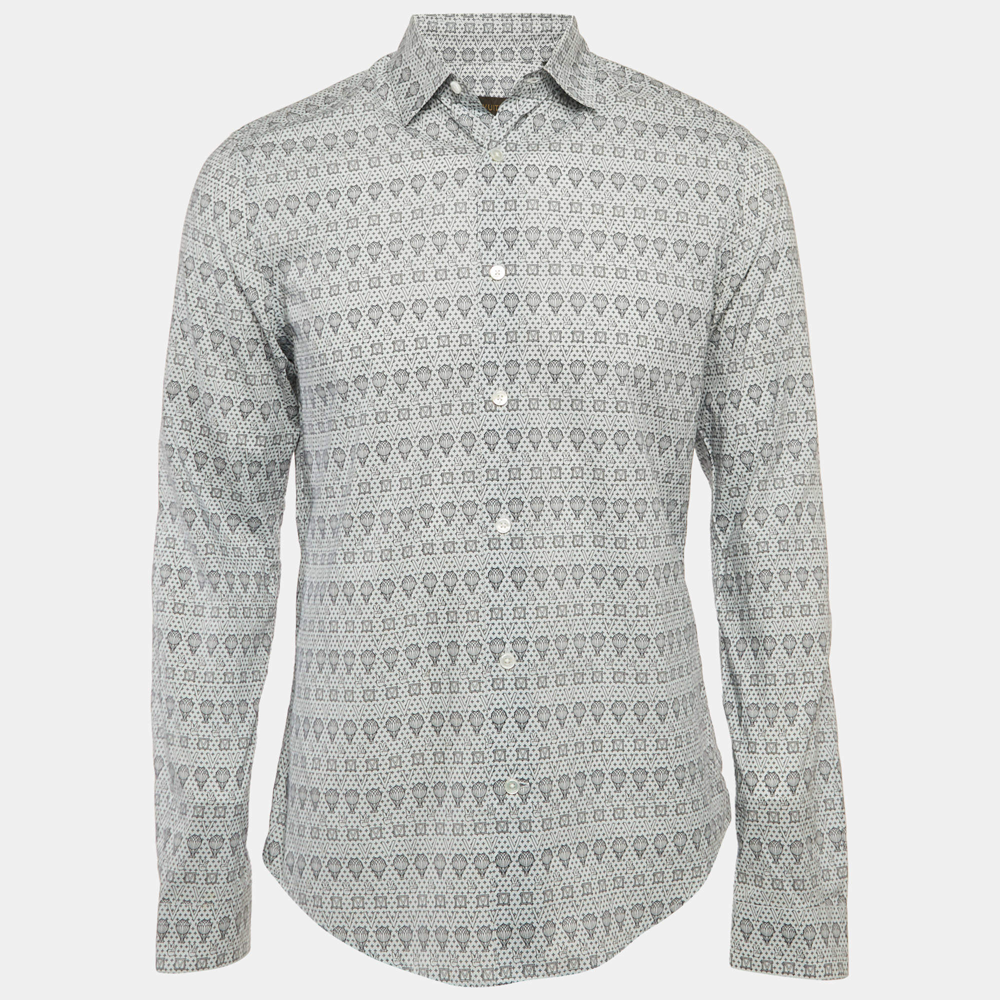 Pre Owned Louis Vuitton Blue Air Balloon Print Cotton Shirt M