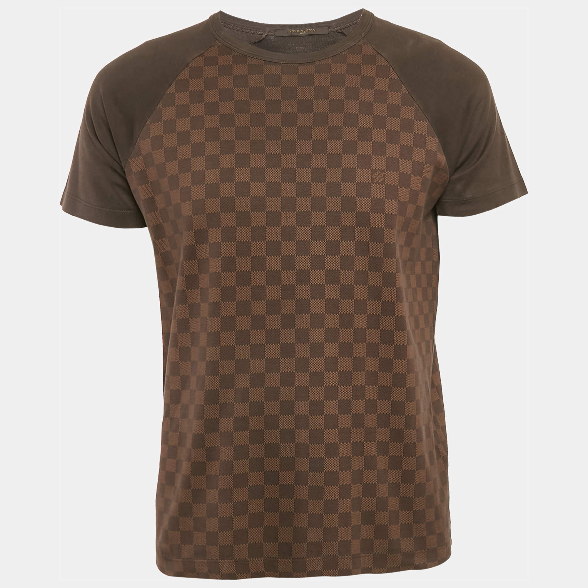Louis Vuitton Brown Damier Print Jersey Raglan Sleeve T-Shirt M