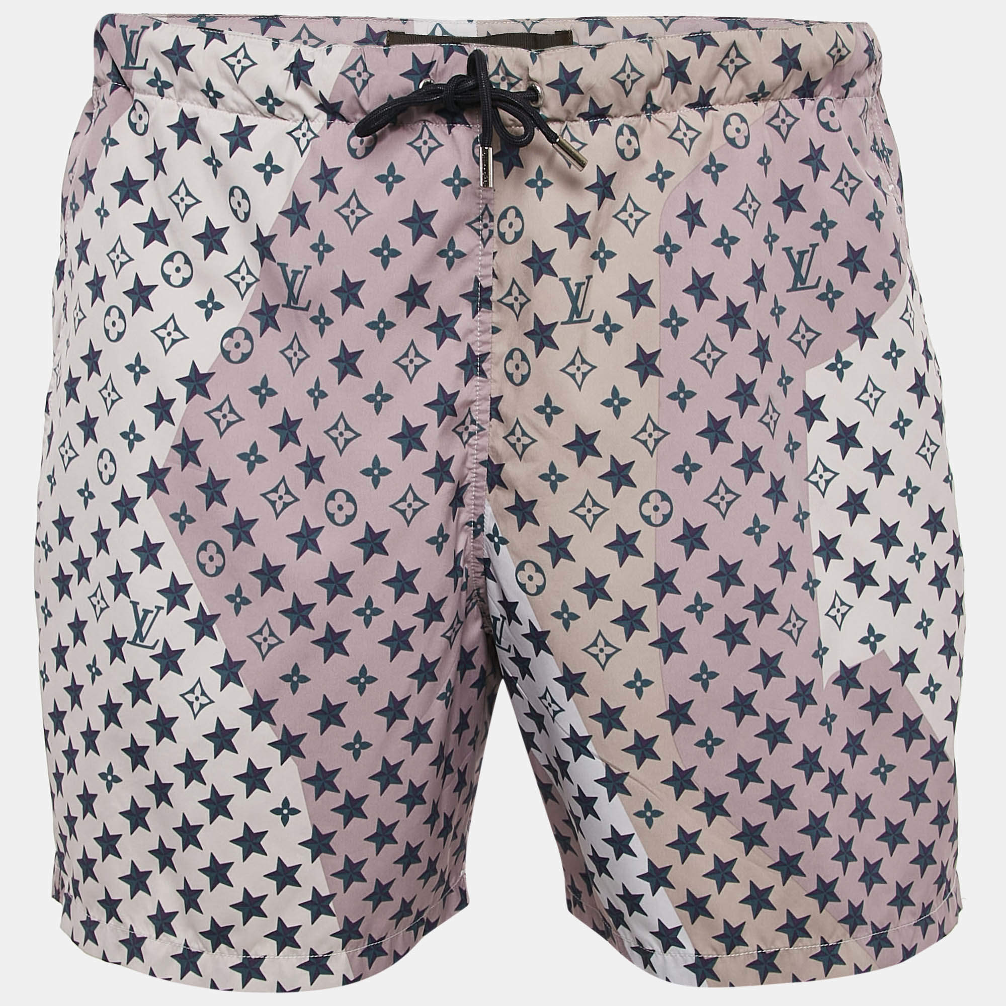 Louis Vuitton Pink Monogram Print Synthetic Swim Shorts M