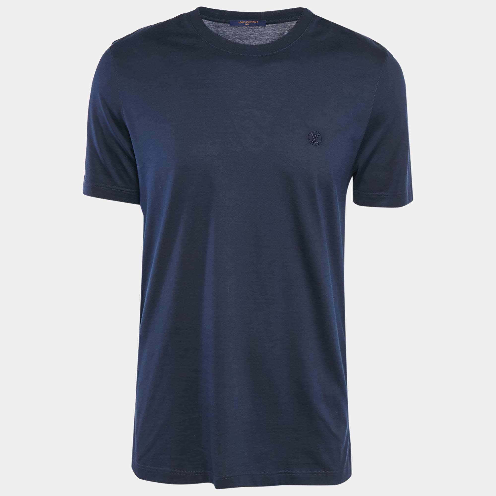 Louis Vuitton Navy Blue Jersey Crewneck T-Shirt L