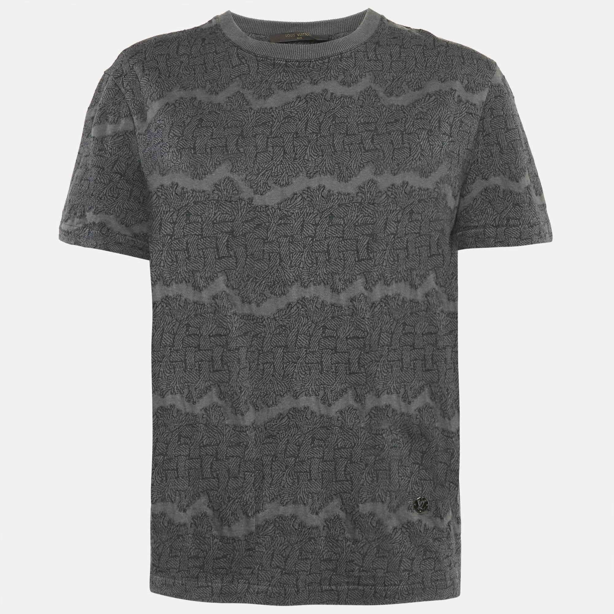 Louis Vuitton Grey Christopher Nemeth Rope Print Jersey Crewneck T-Shirt S