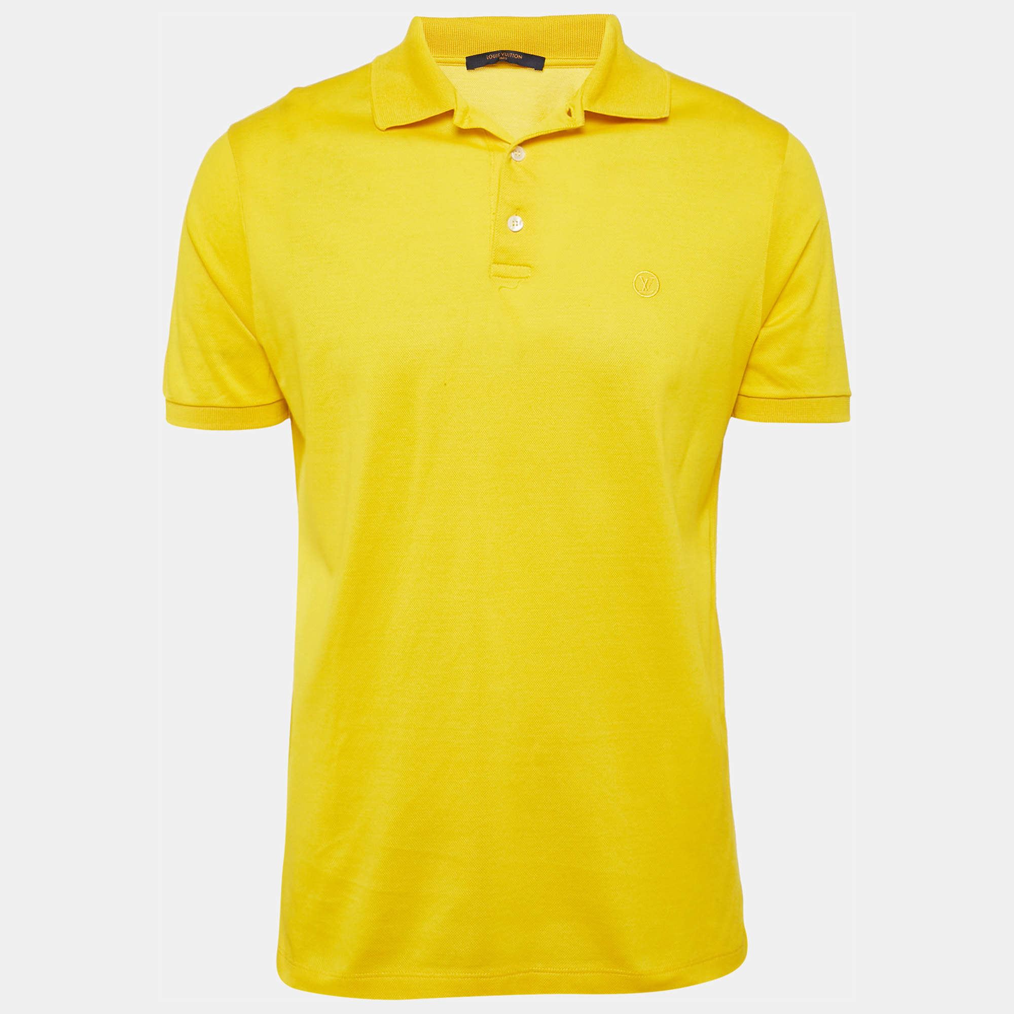 Louis Vuitton Yellow Pique Cotton Polo T-Shirt M