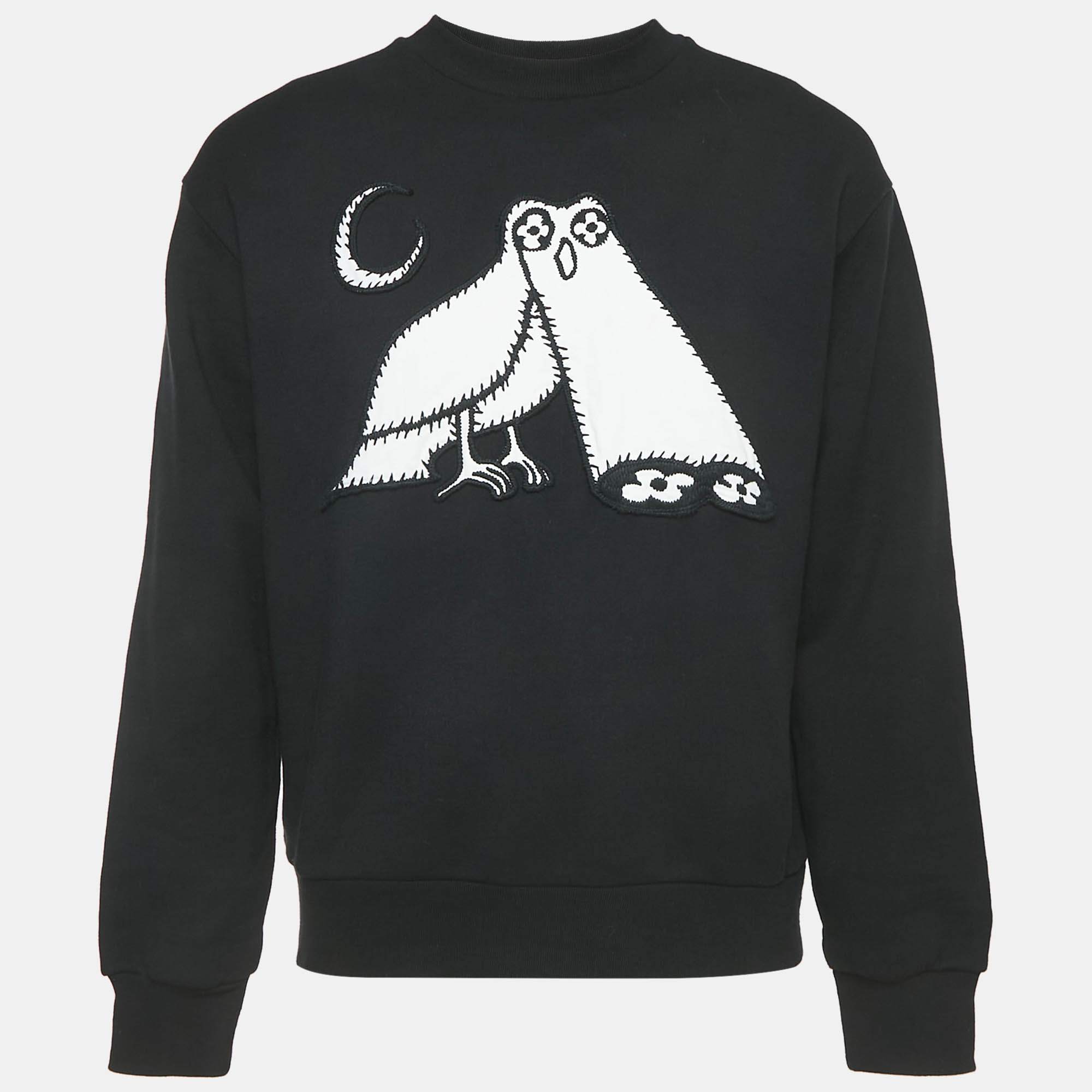 Louis Vuitton Black Cosmic Owl Embroidery Cotton Sweatshirt M