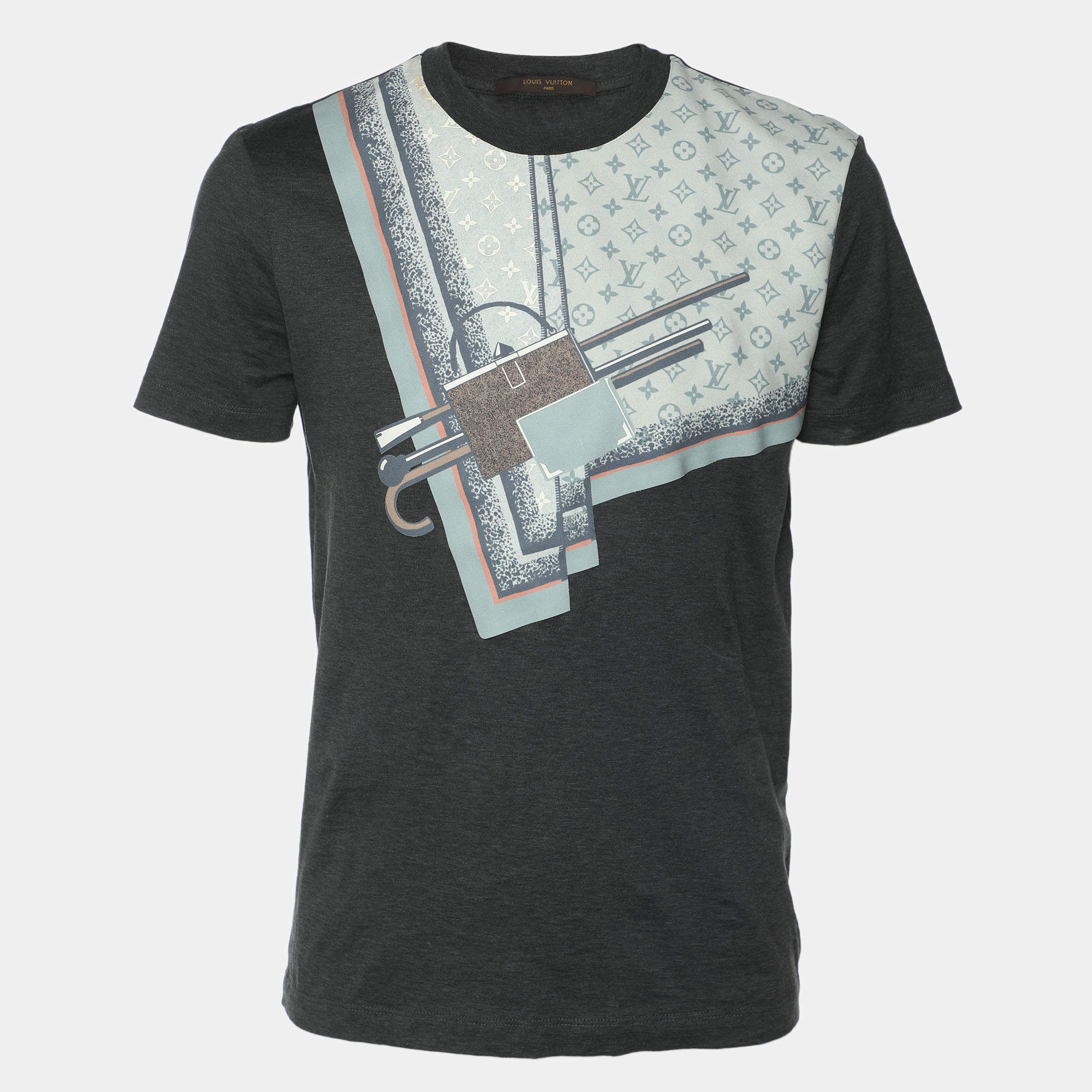Louis Vuitton Dark Grey Cotton 2017 Graphic Print T-Shirt XS
