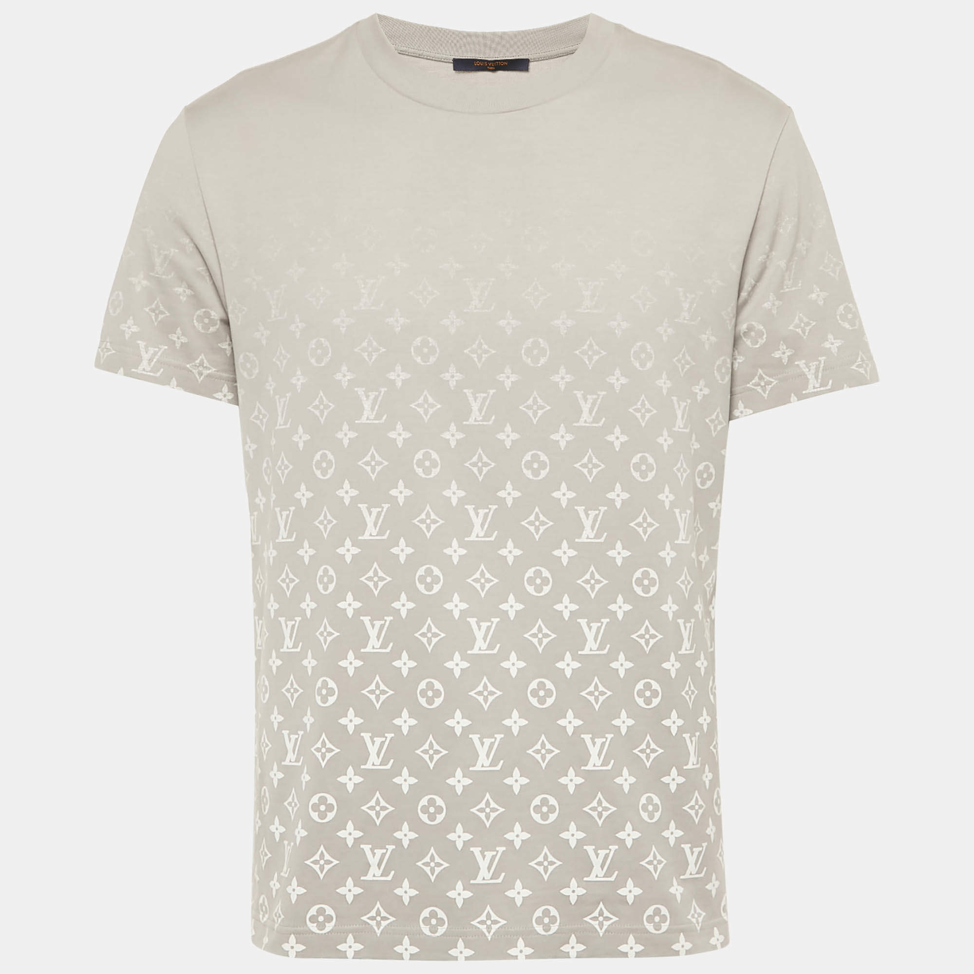 Pre Owned Louis Vuitton Grey Gradient Monogram Print Jersey T-Shirt M