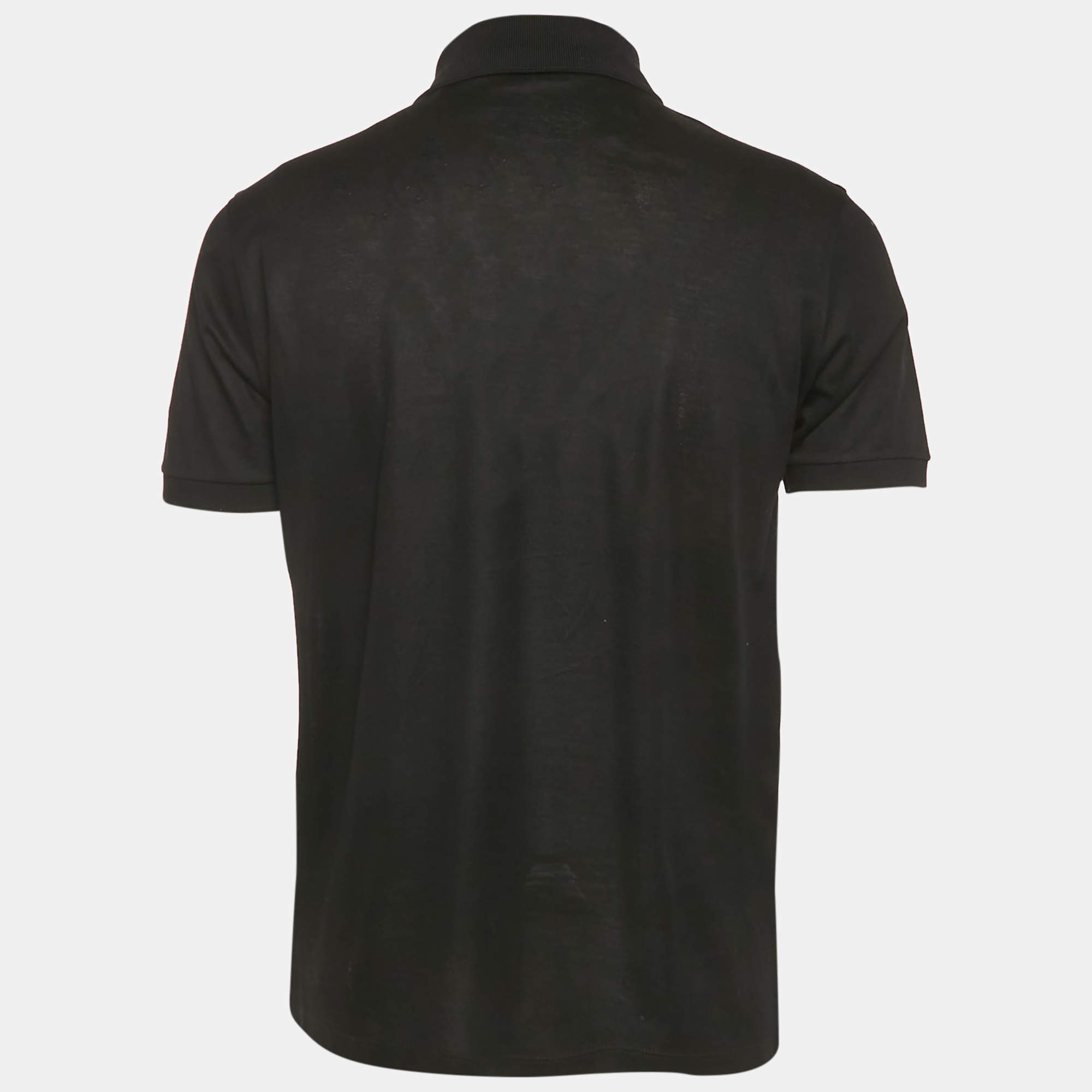 Louis Vuitton Navy Blue and Pink Striped Cotton Knit Polo T
