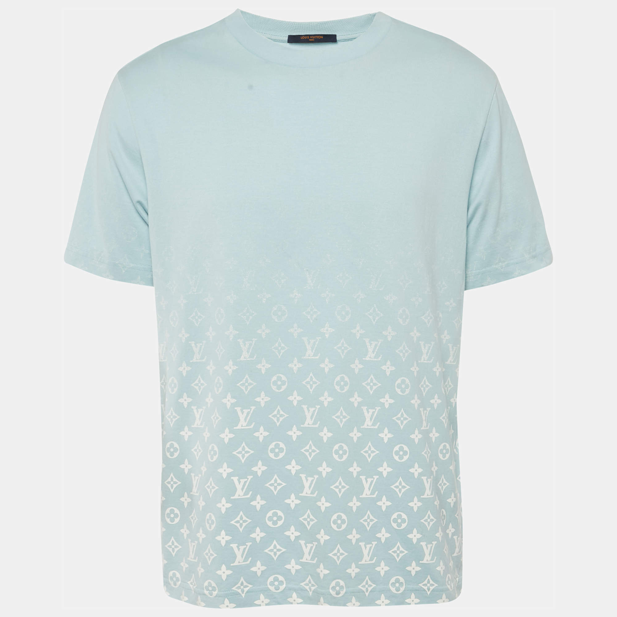 Pre Owned Louis Vuitton Blue Gradient Monogram Print Cotton T-Shirt XL