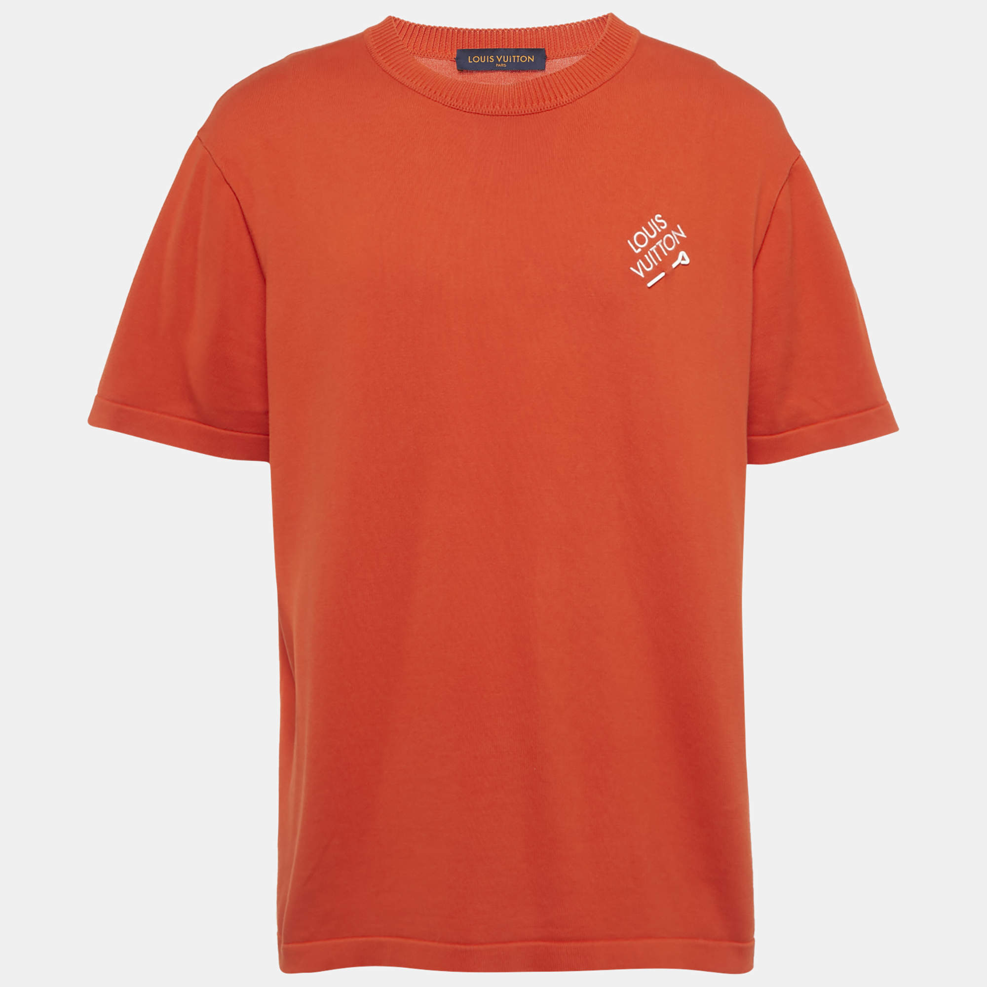 Pre Owned تـي شيرت لويس فيتون بتوقيع برتقالي قطن مقاس كبير جدا - إكس لارج