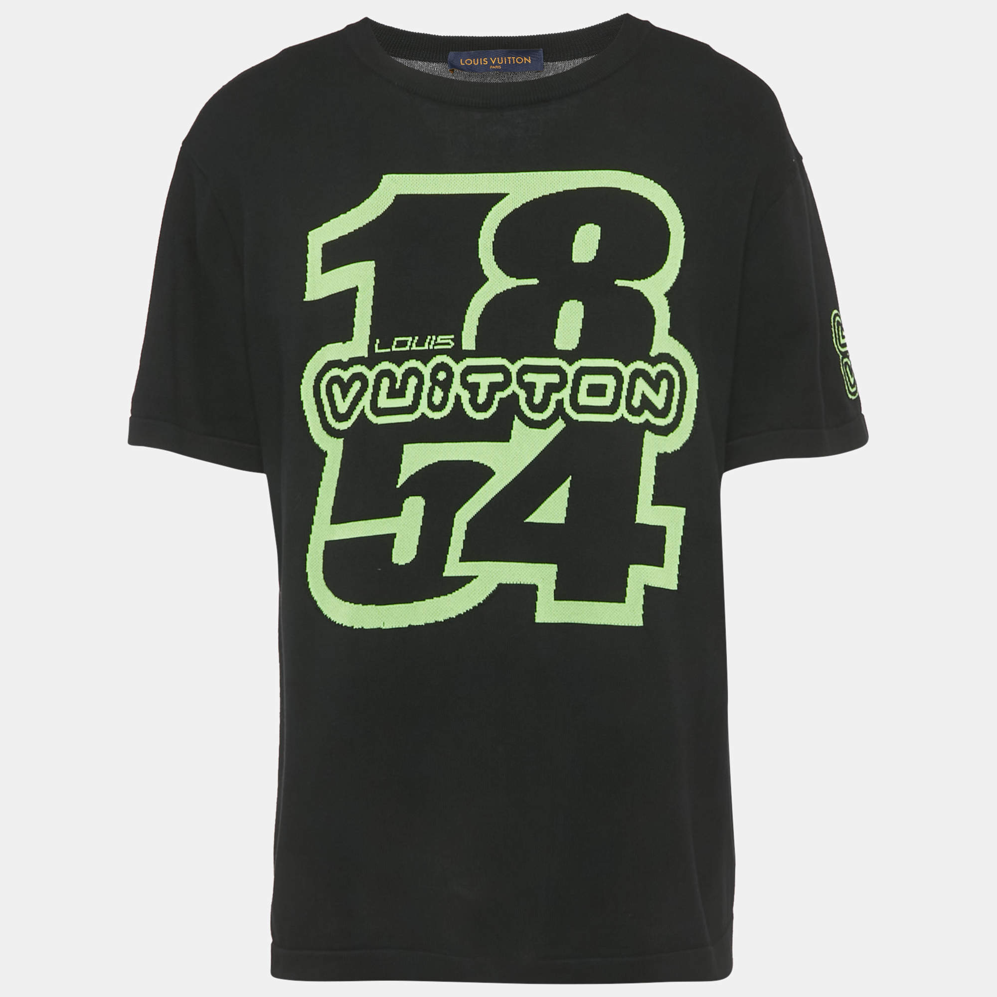 Pre Owned Louis Vuitton Black Intarsia Cotton Knit T-Shirt XL