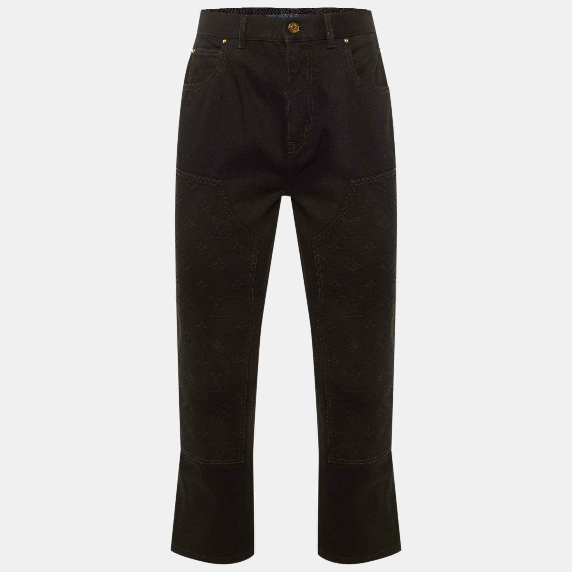 Pre Owned بنطلون جينز عامل لوي فيتون باتش مونوغرام أسود دينم مقاس متوسط - خصر 30"