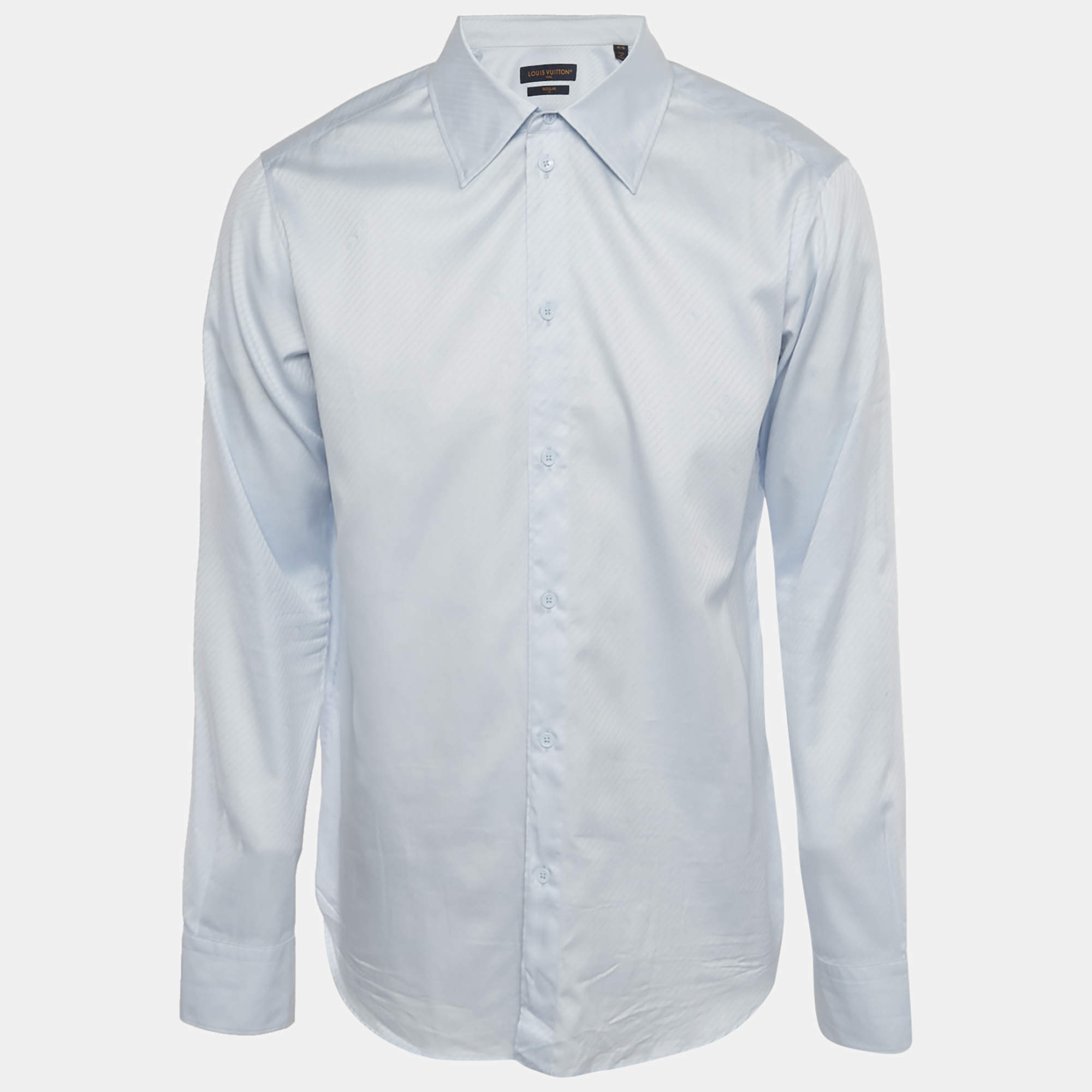 Pre Owned Louis Vuitton Blue Striped Cotton Long Sleeve Shirt L