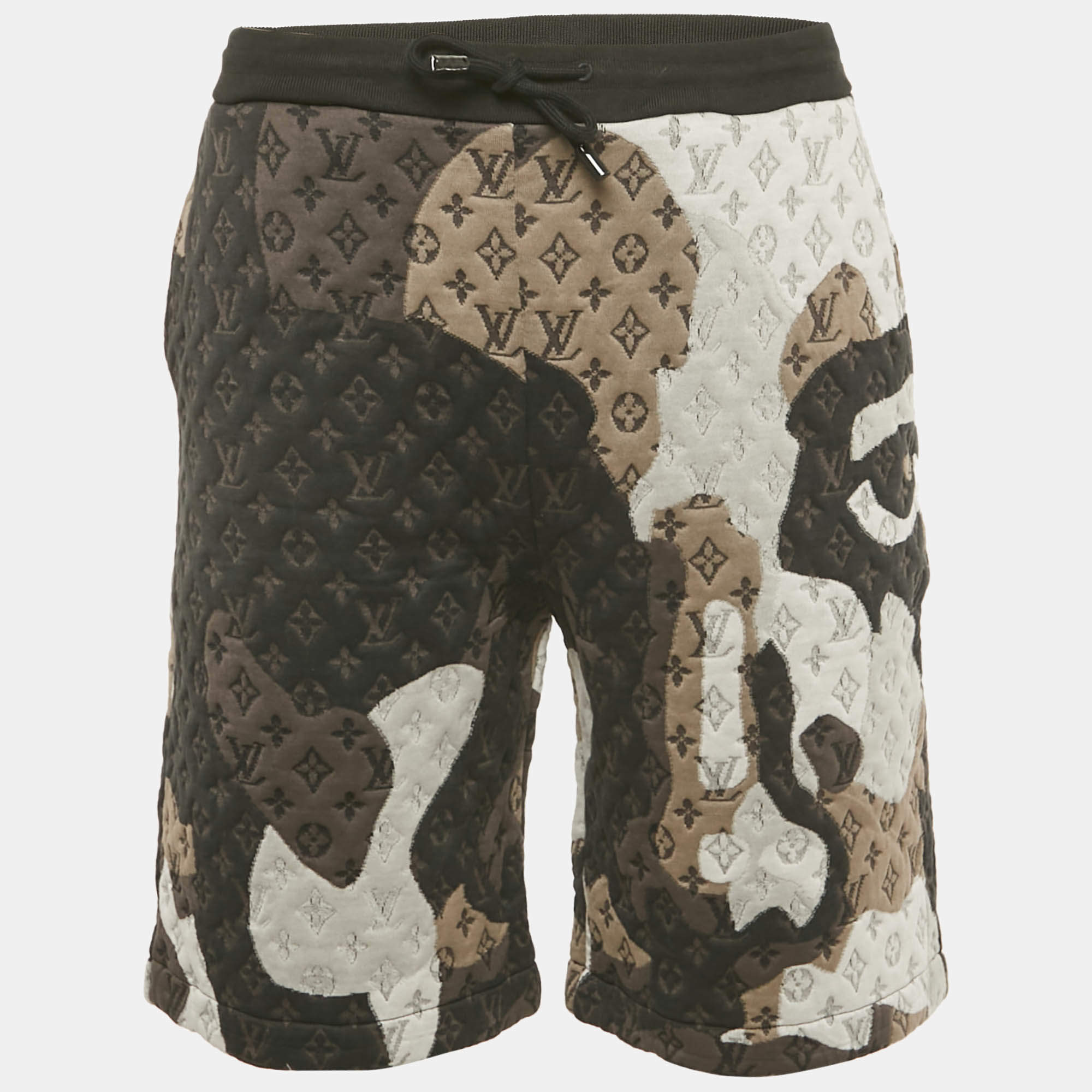 Pre Owned Louis Vuitton Grey Monogram Embossed Cotton Shorts L