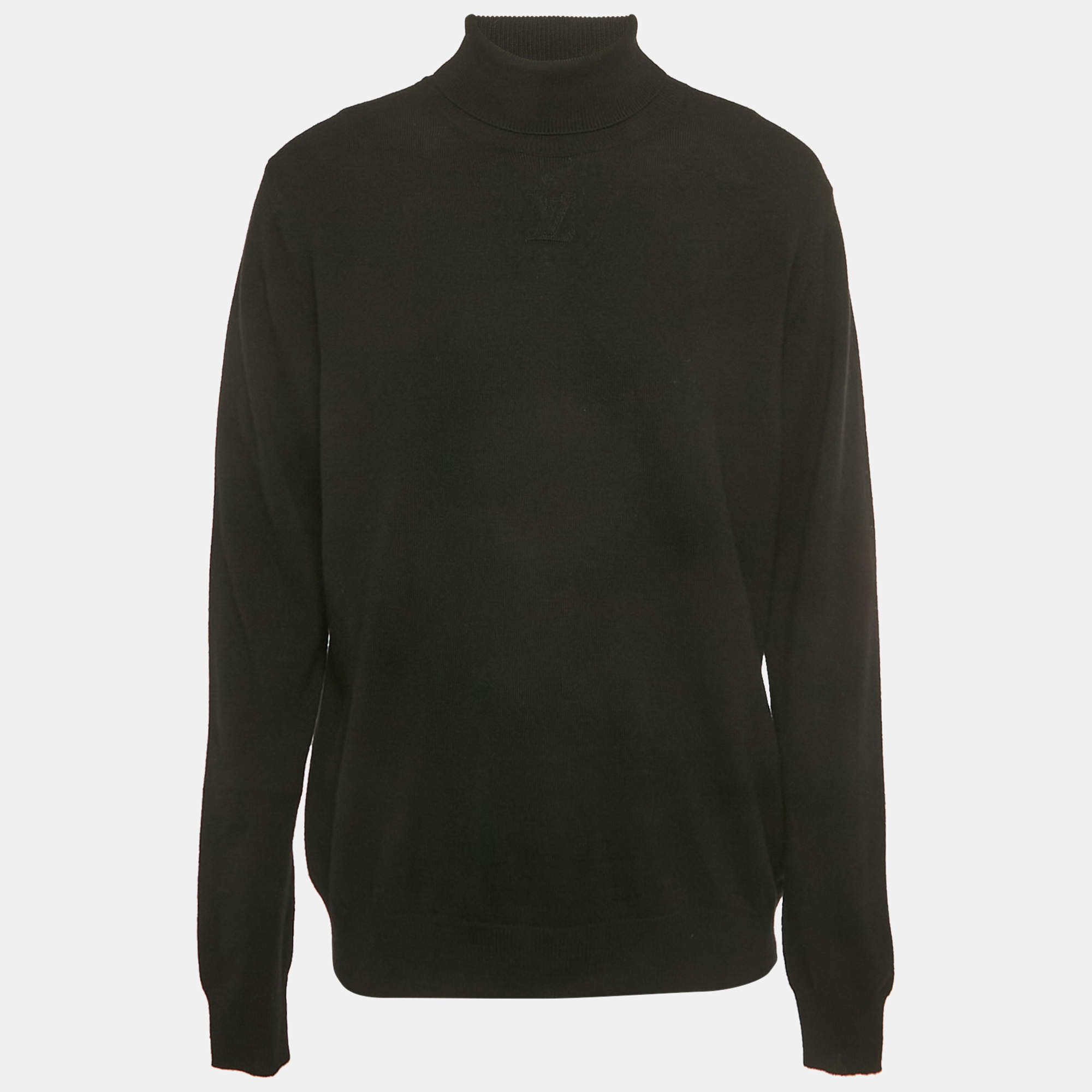 مملوكة مسبقًا Louis Vuitton Black Logo Embossed Cashmere Knit Sweater XL