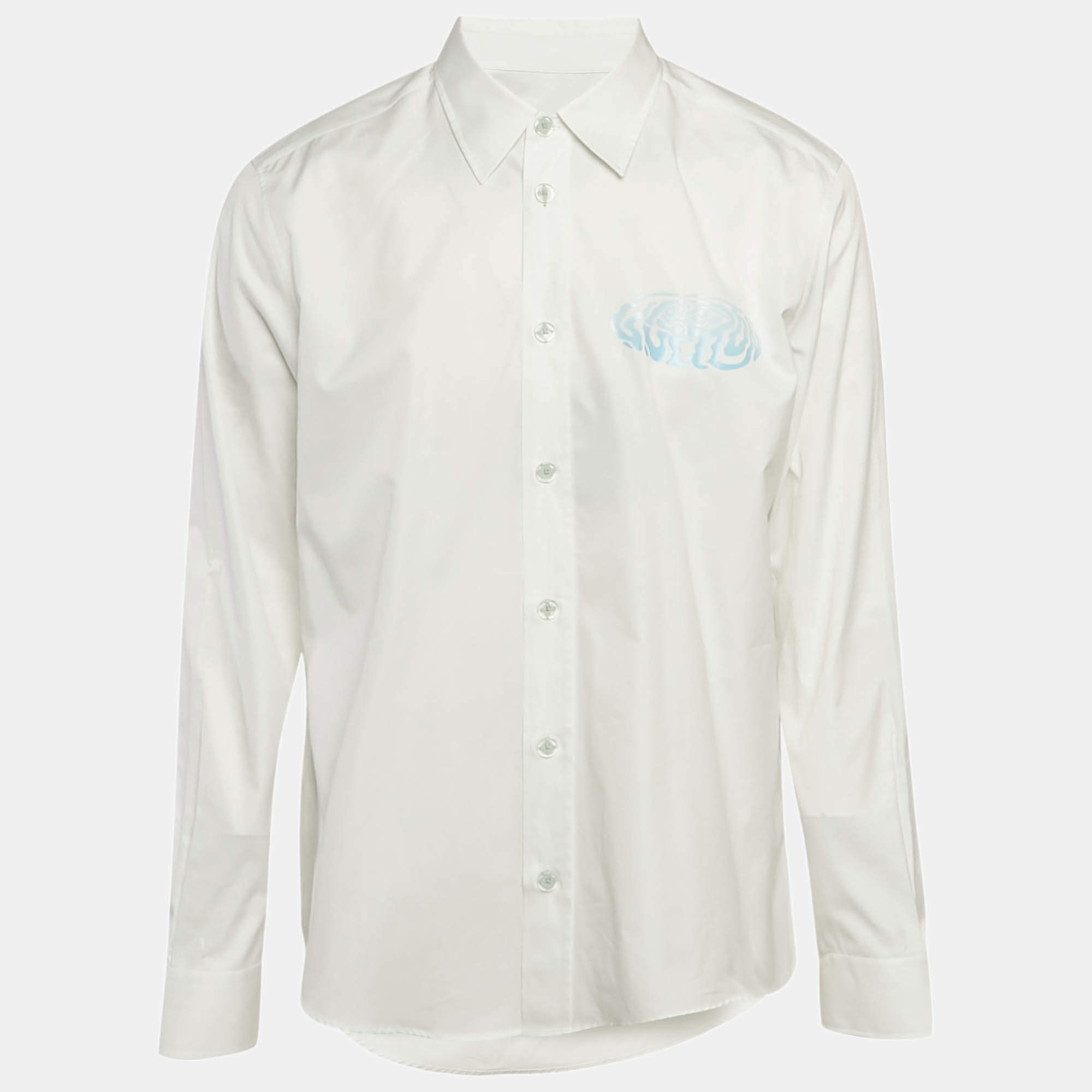 Pre Owned قميص لوي فيتون أكمام طويلة قطن طبعة أل في أبيض مقاس كبير جدا - إكس لارج