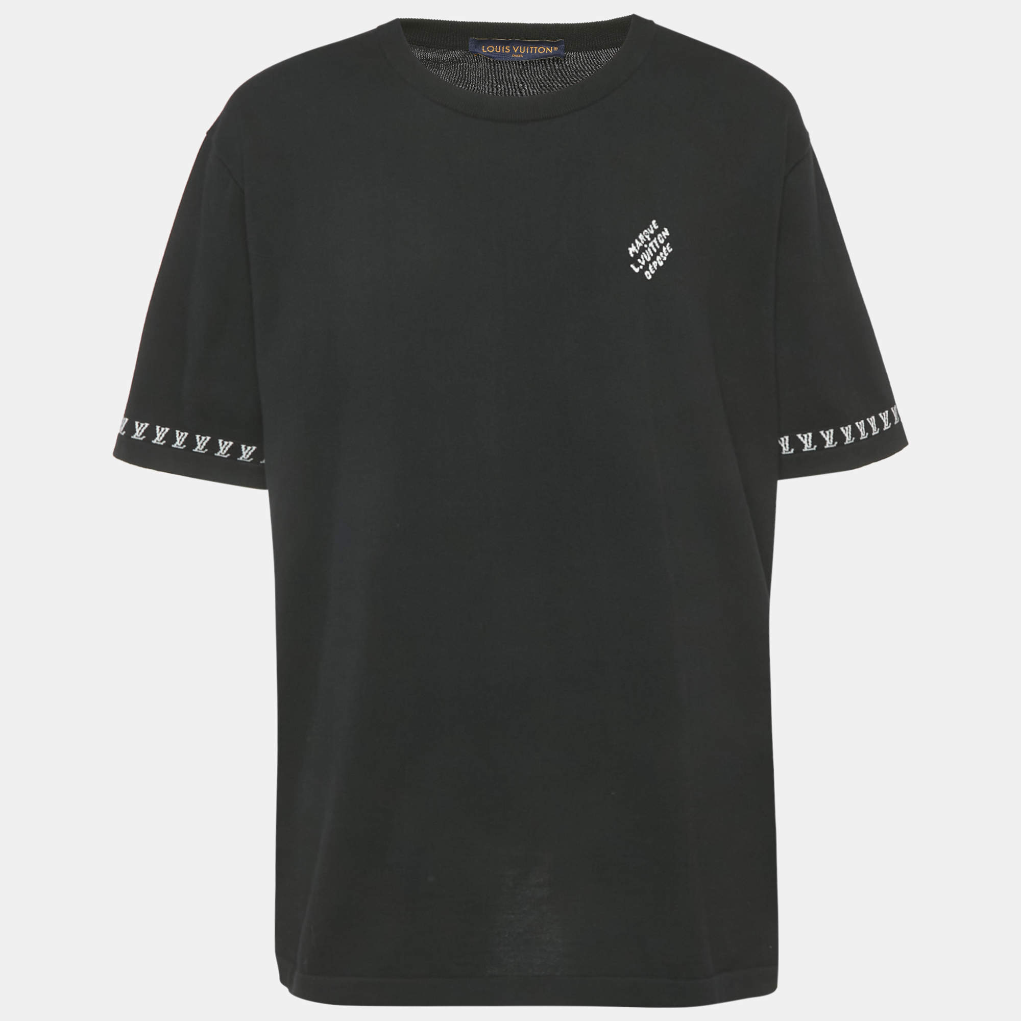 Pre Owned تي شيرت لويس فيتون قطن أنترسيا سوداء مارك ل.فيتون ديبوس  مقاس كبير جداً (٤ إكس لارج)