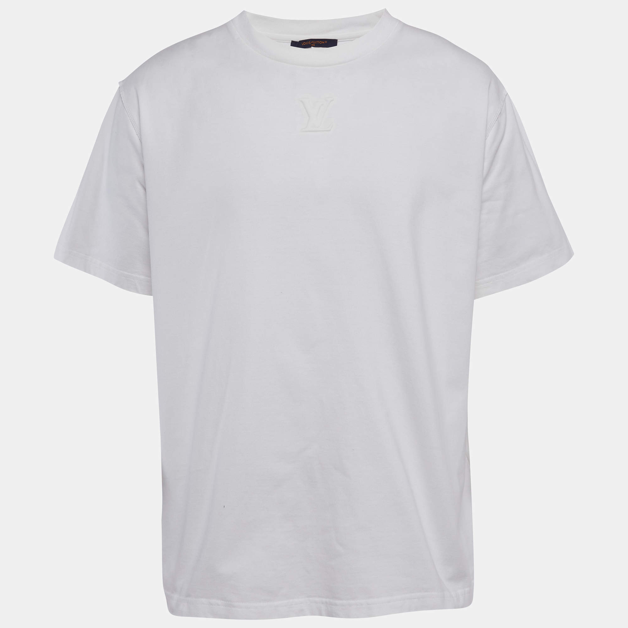 مملوكة مسبقًا تي شيرت لوي فيتون جيرسي مزين بشعار LV أبيض مقاس ضخم جدًا - إكس إكس لارج
