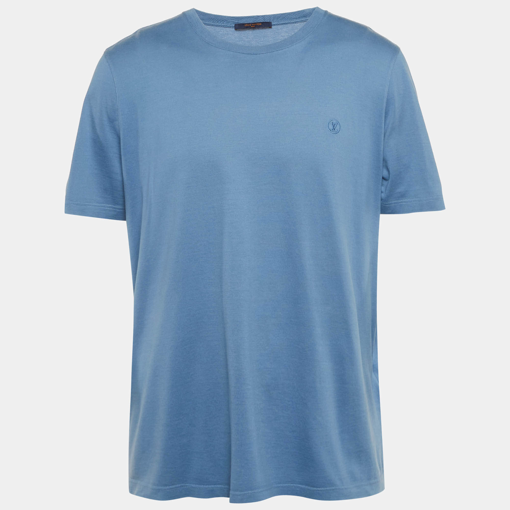 Pre Owned Louis Vuitton Blue LV Logo Classic T-Shirt XXL