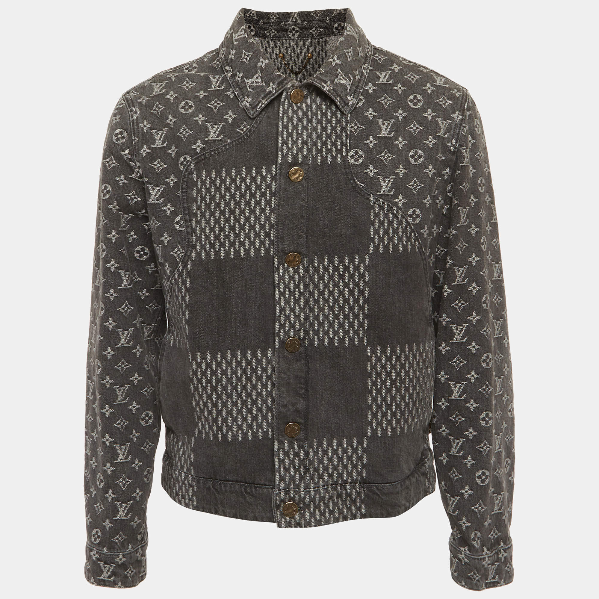 مملوكة مسبقًا Louis Vuitton X Nigo Grey Denim Monogram Jacket M