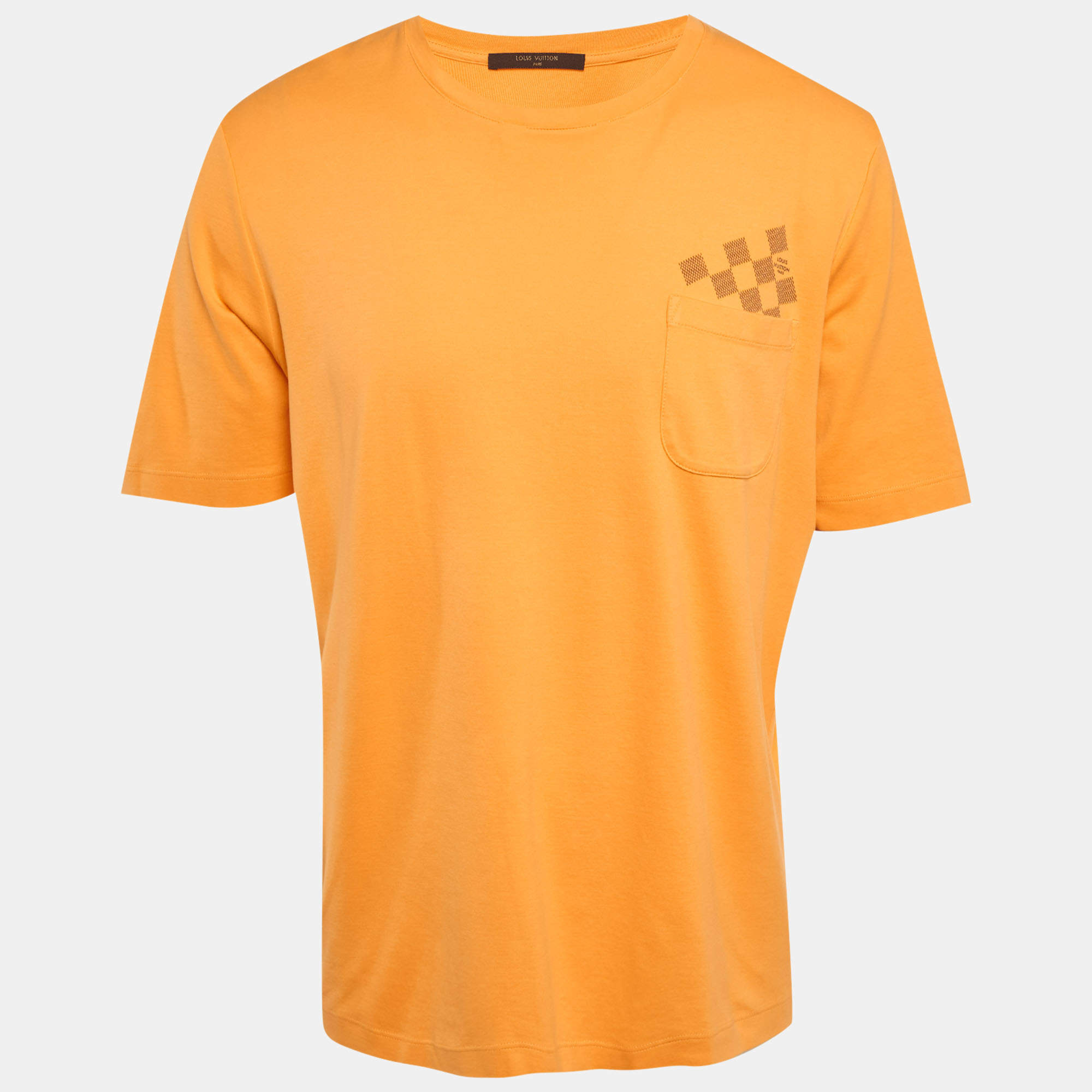 Pre Owned Louis Vuitton Orange Damir Print Jersey Crewneck T-Shirt XXL