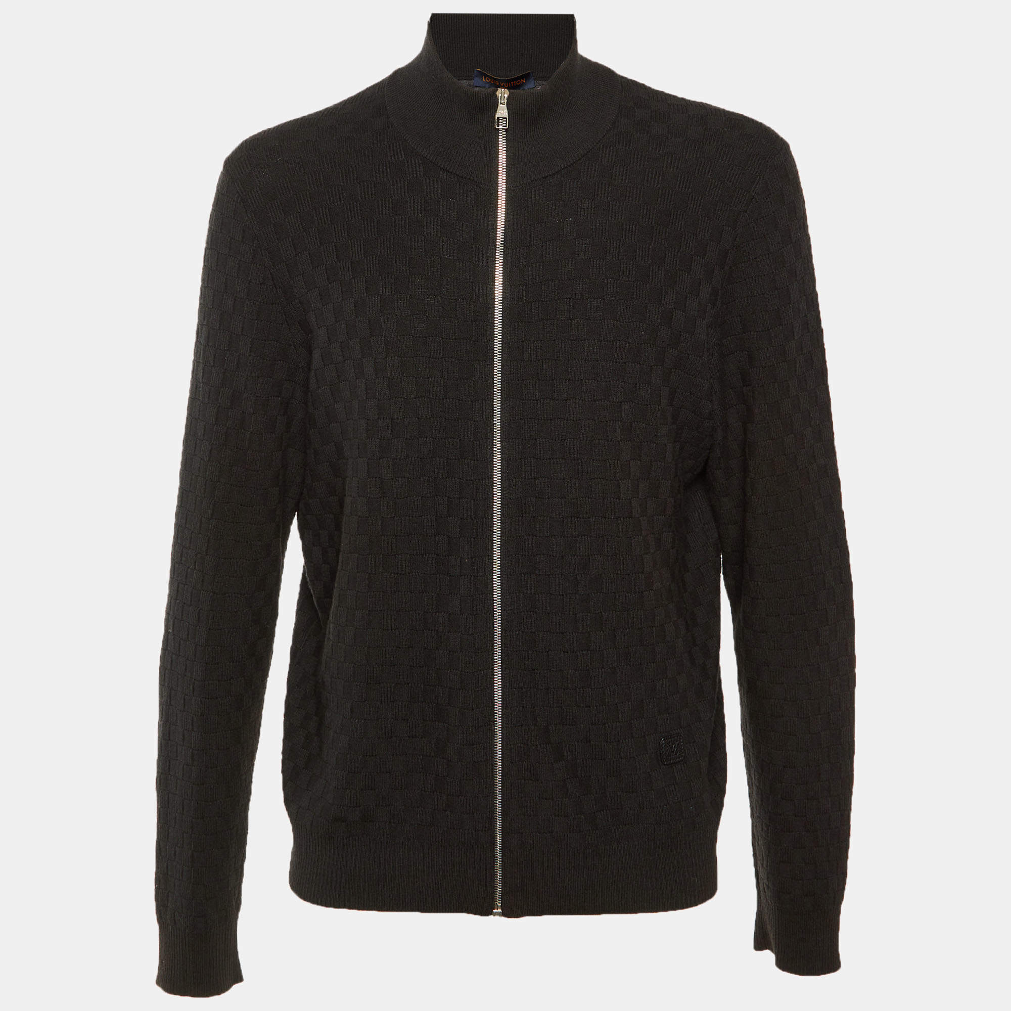 مملوكة مسبقًا سوِيتر لويس فيتون نسيج القطن والصوف بلاك دامير بسحّاب مقاس كبير جدًا - إكسترا لارج