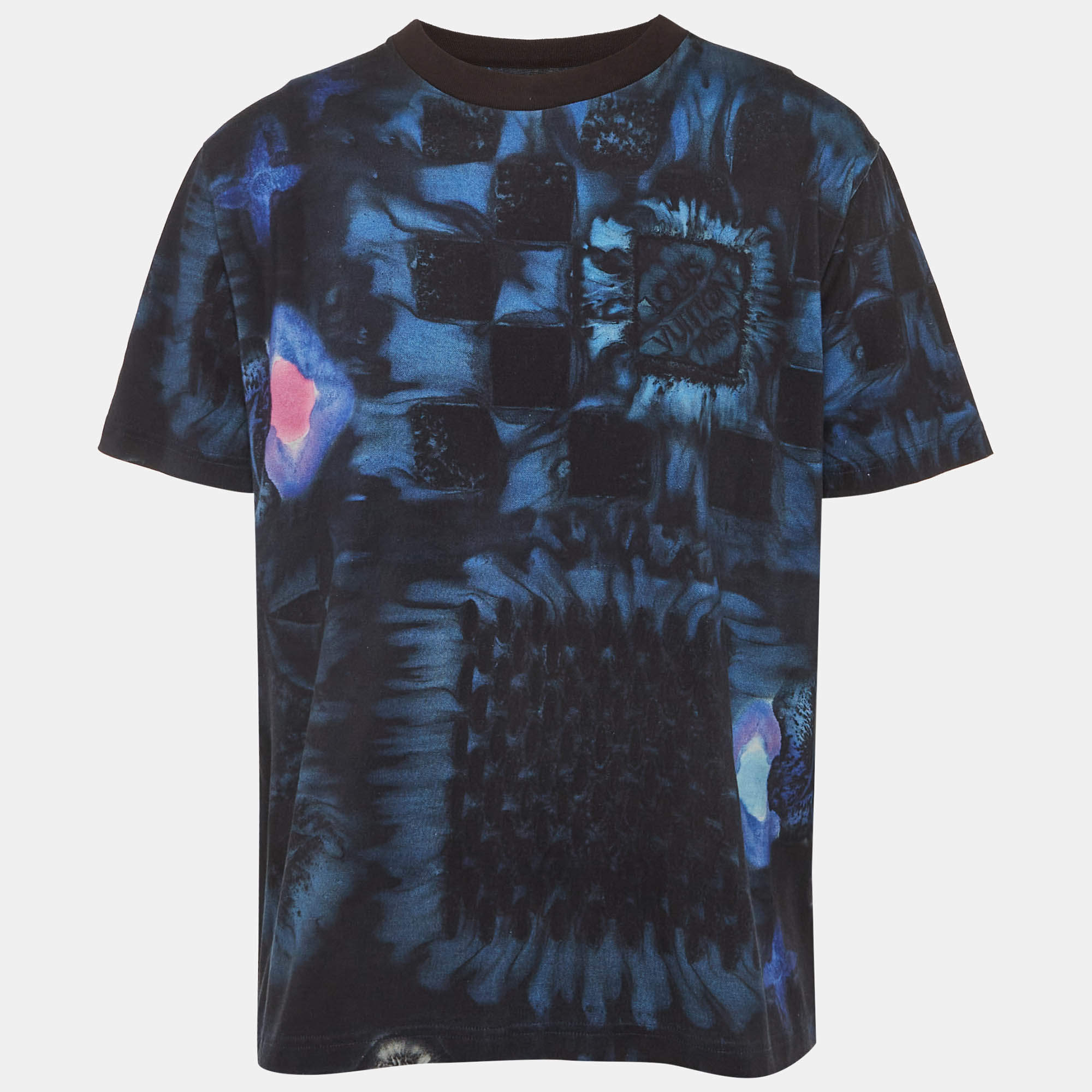 Pre Owned Louis Vuitton Blue Graphic Print Jersey T-Shirt XXL