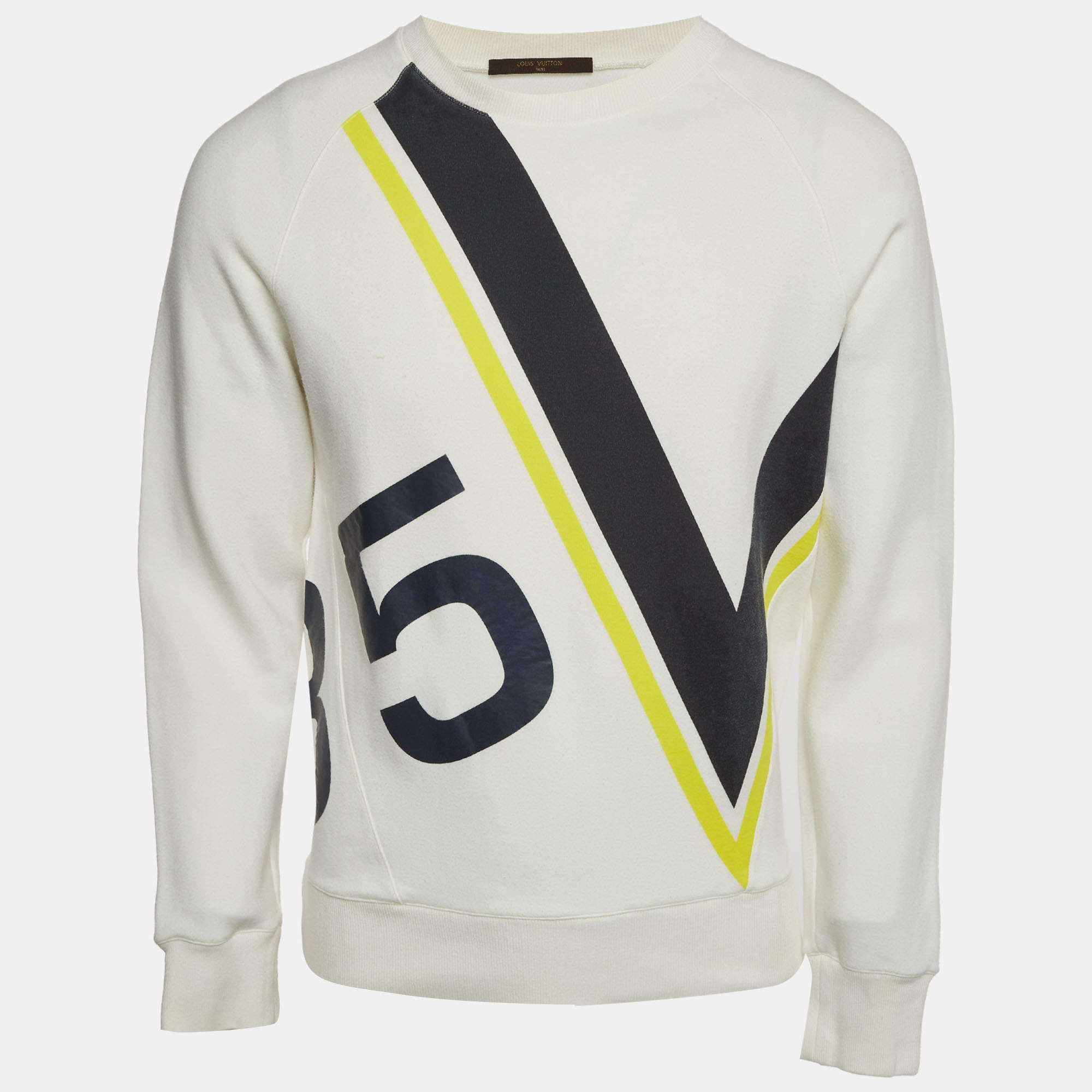 Pre Owned Louis Vuitton Cream Graphic Print Cotton Knit Cup Latitude Sweatshirt M
