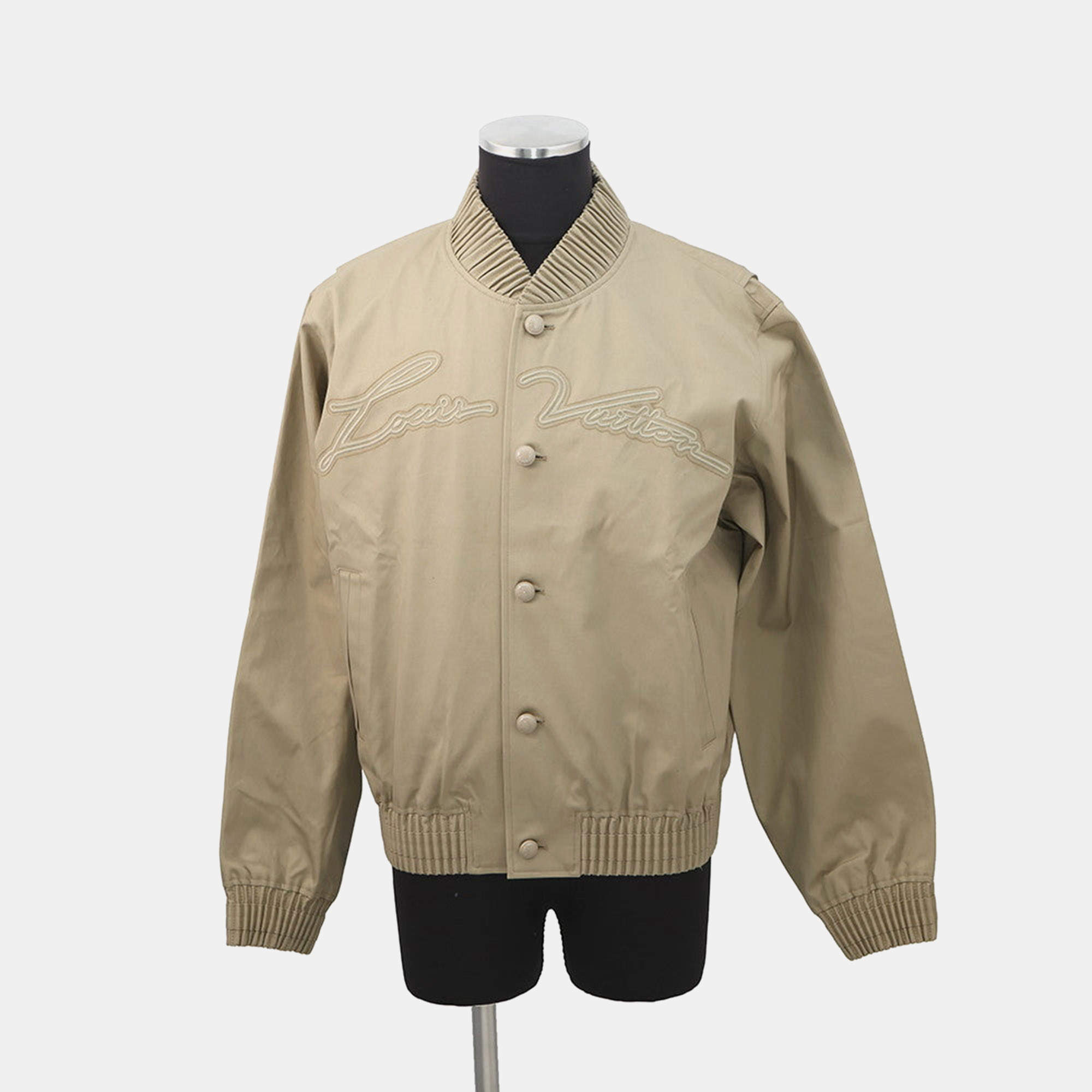 مملوكة مسبقًا Louis Vuitton Embroidered Bomber Jacket Size 48 Beige Polyester65% Cotton35%