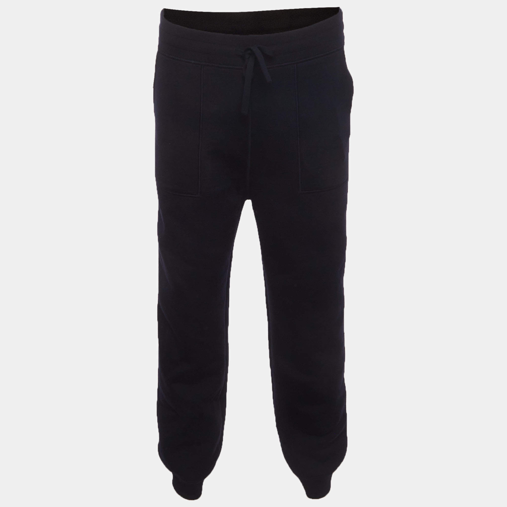 Pre Owned Louis Vuitton Navy Blue Wool Blend Reversible Trouser L