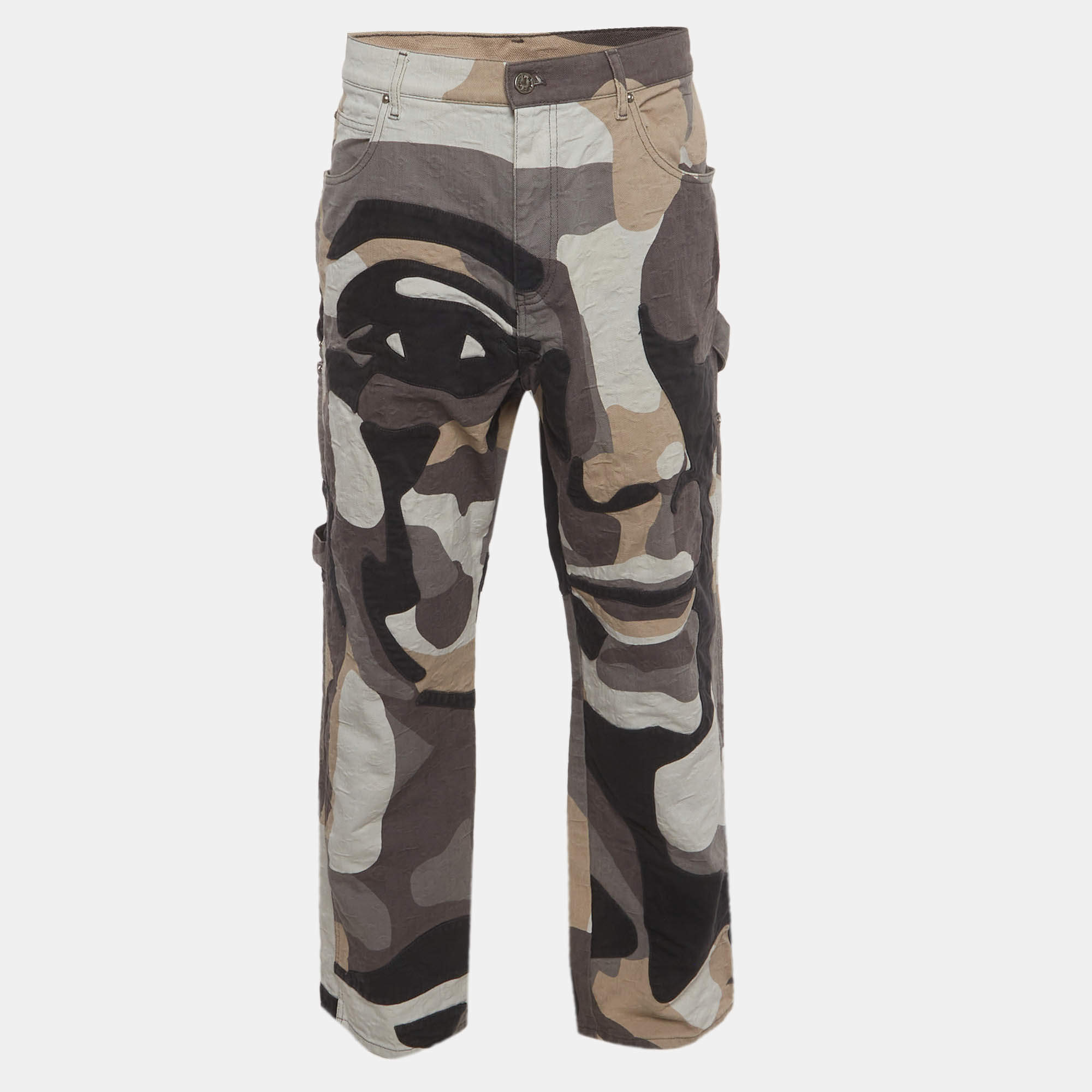 Pre Owned Louis Vuitton Multicolor Monogram Denim Camouflage Jeans XXL/ Waist 38.5"