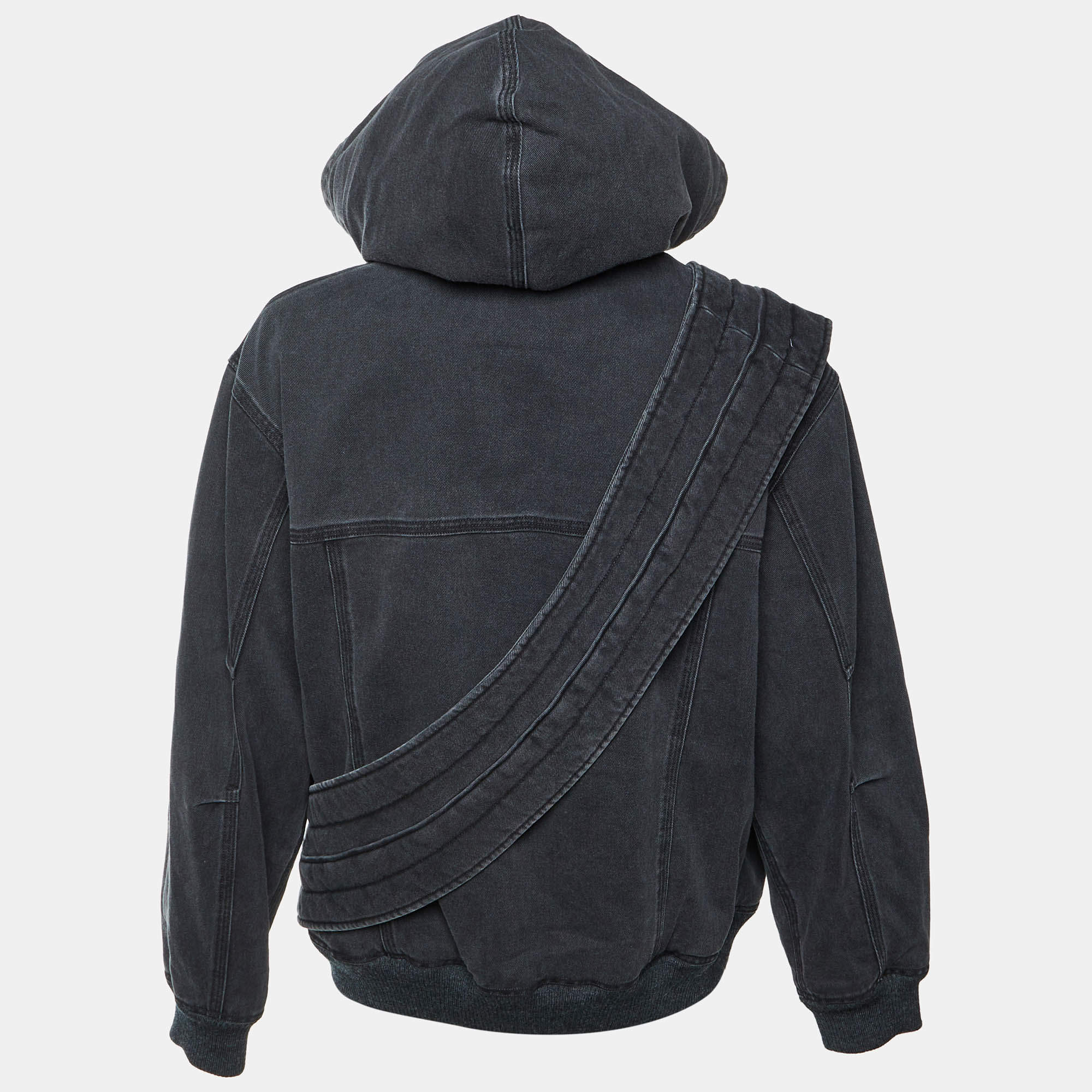 Versace Jeans Couture Black Logo Print Cotton Knit Zip-Up Hoodie S