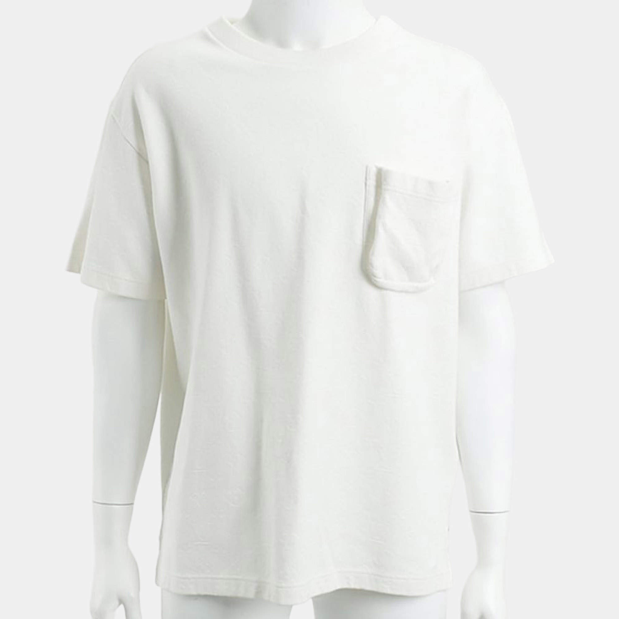 Pre Owned Louis Vuitton White Cotton Short Sleeved Top Size M