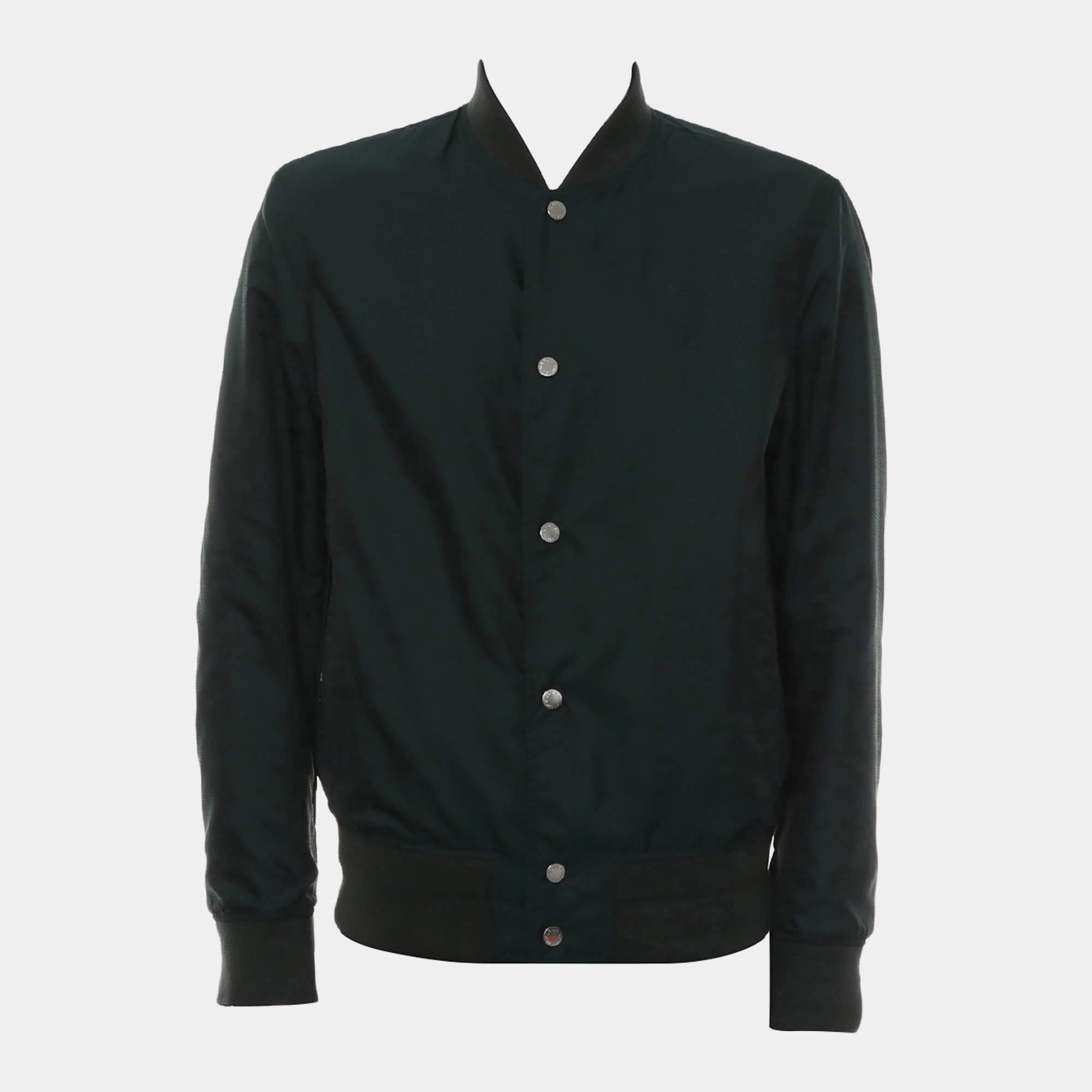 مملوكة مسبقًا Louis Vuitton Blue/Green Button Up Lambskin Leather Jacket Size M