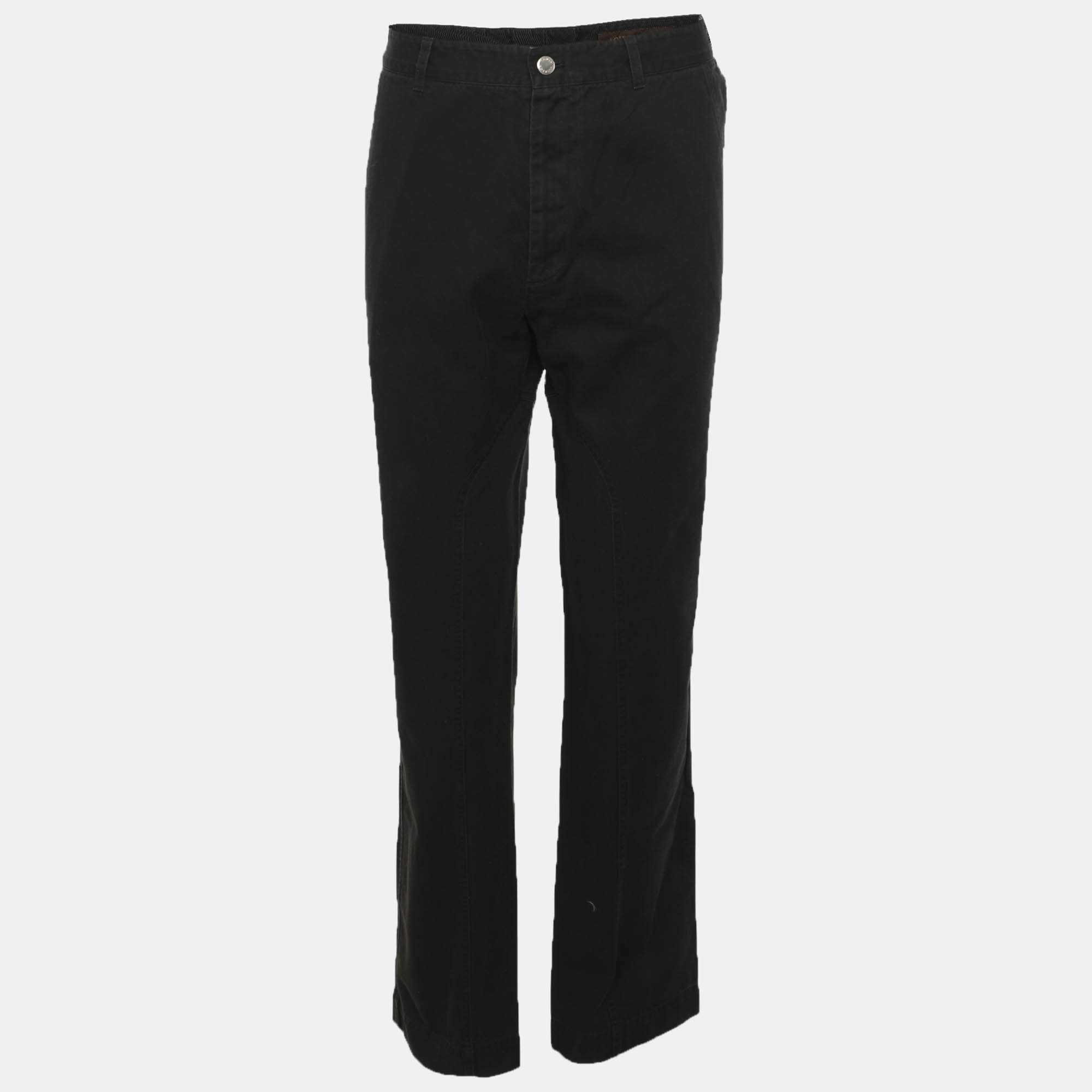 Pre Owned Louis Vuitton Black Cotton Straight Leg Trousers XXXL