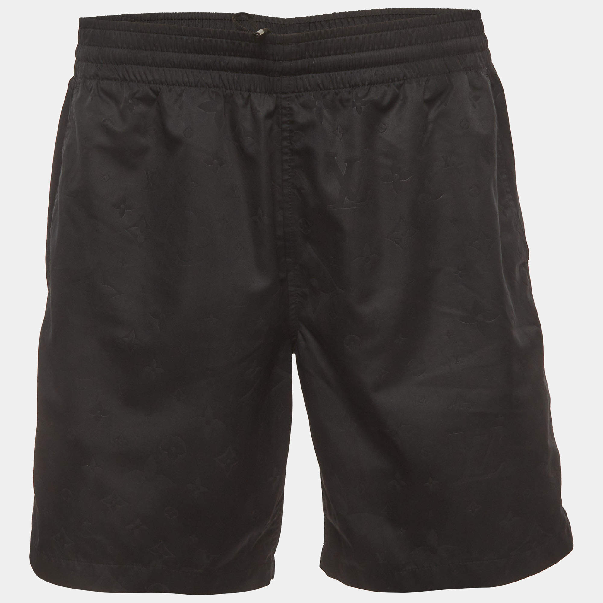 Pre Owned  Louis Vuitton Black Monogram Synthetic Swim Shorts L