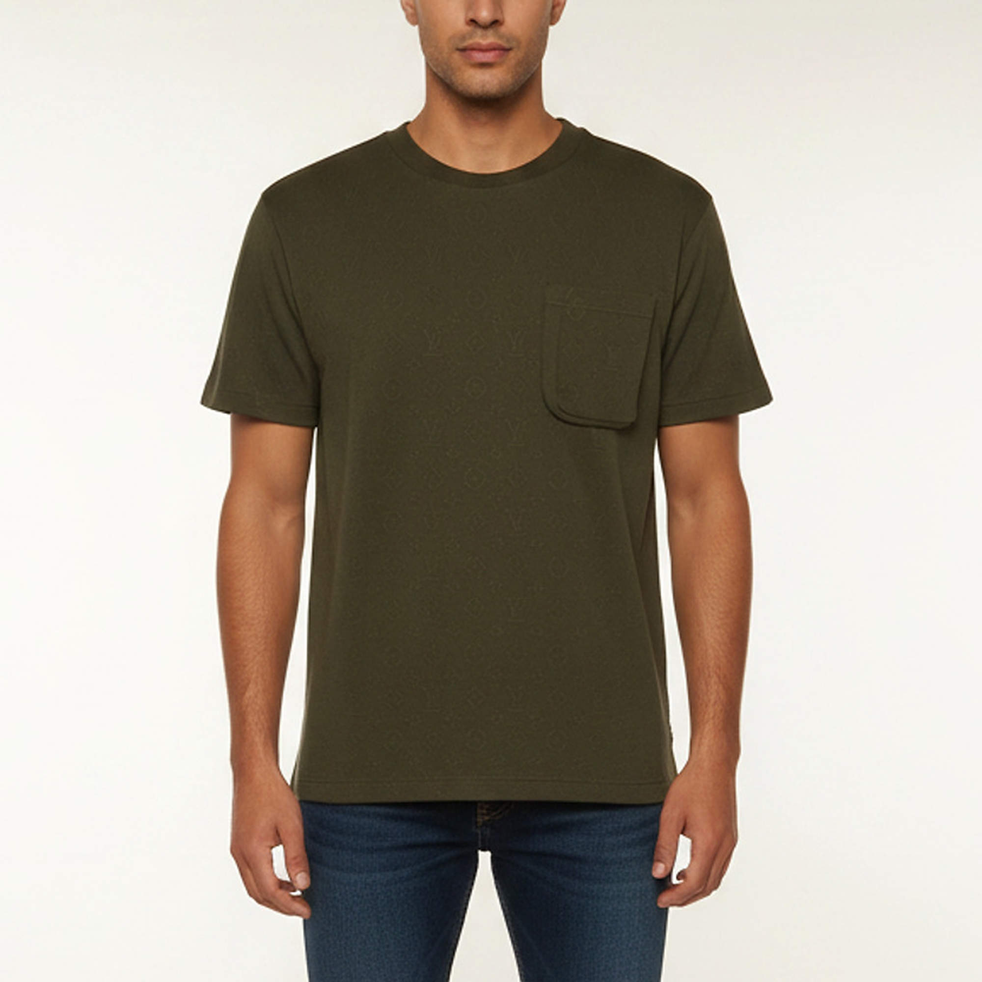 Pre Owned Louis Vuitton Monogram Cotton Pique Signature 3D Pocket T-Shirt L