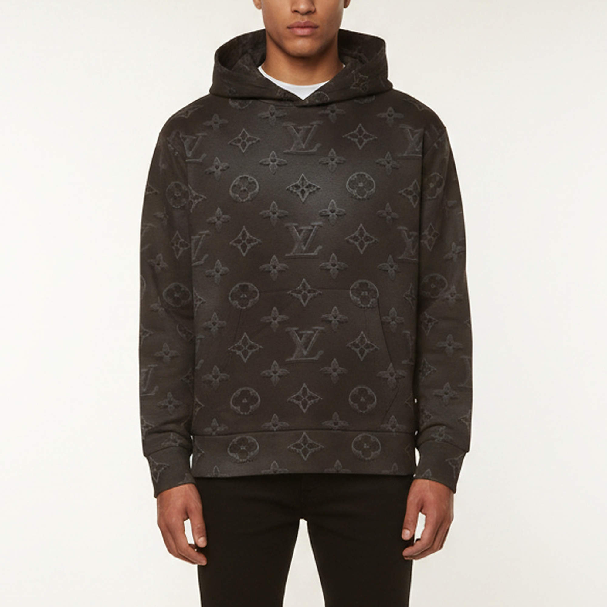 مملوكة مسبقًا Louis Vuitton Black 3D Monogram Print Jersey Hoodie L