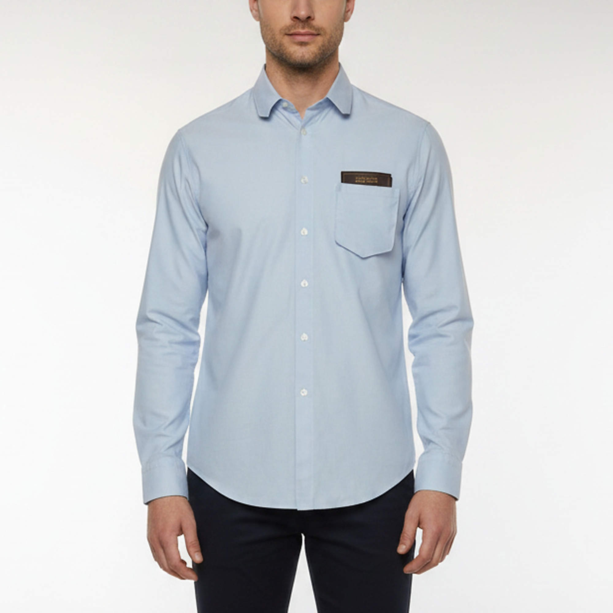 Pre Owned Louis Vuitton Blue Oxford Cotton Button Up Shirt M