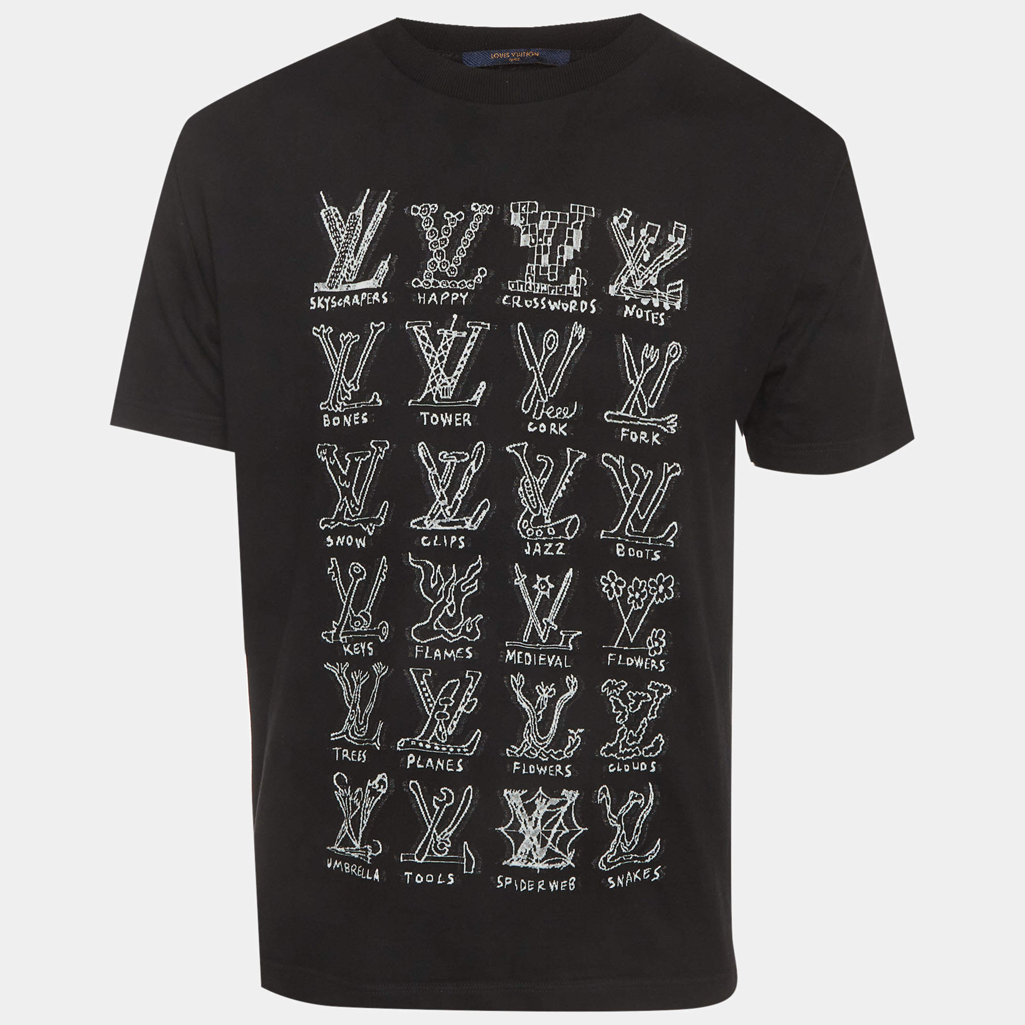 مملوكة مسبقًا Louis Vuitton Black Jacquard Monogram Jersey Crewneck T-Shirts L