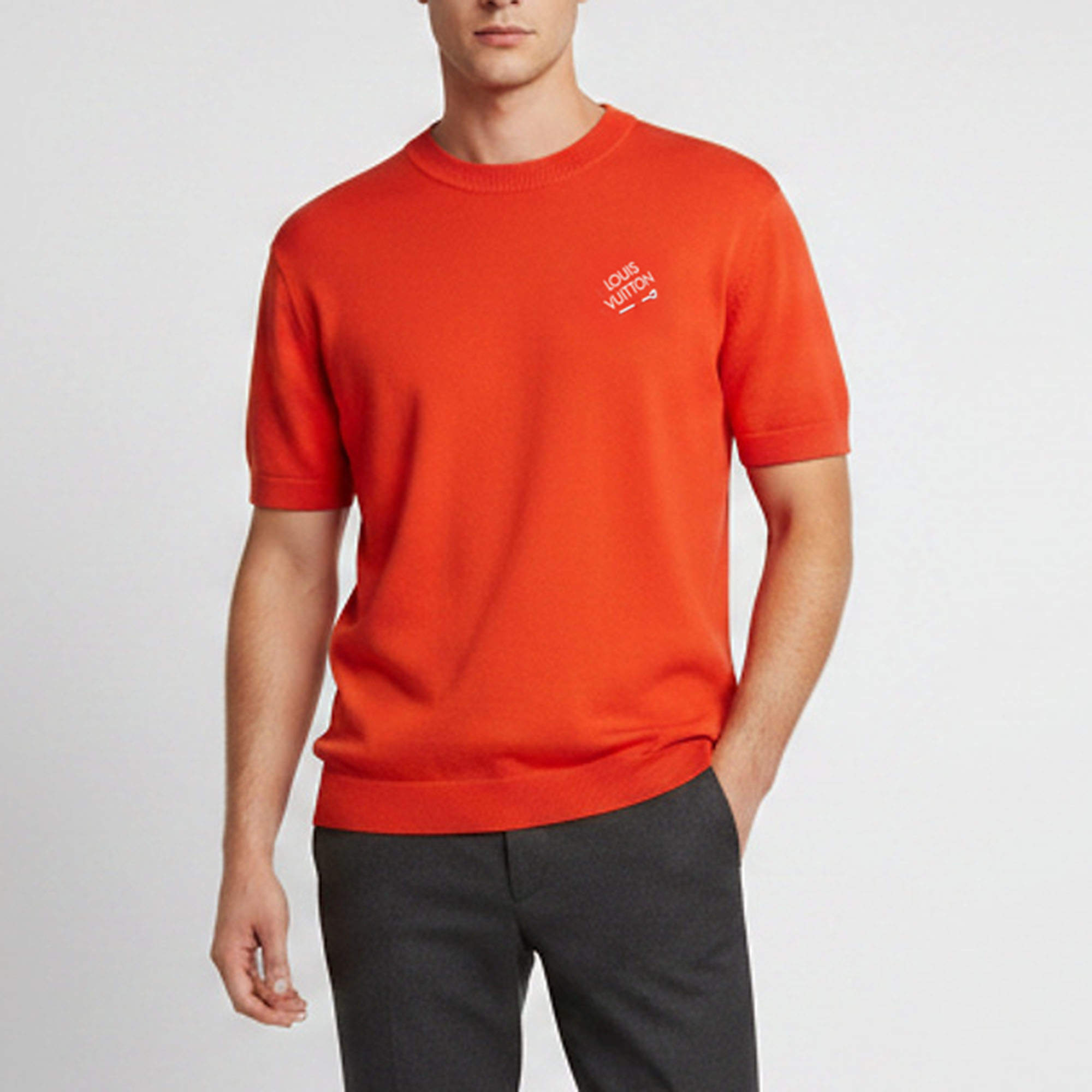 مملوكة مسبقًا Louis Vuitton Orange Logo Embroidered Cotton Knit T-Shirt M